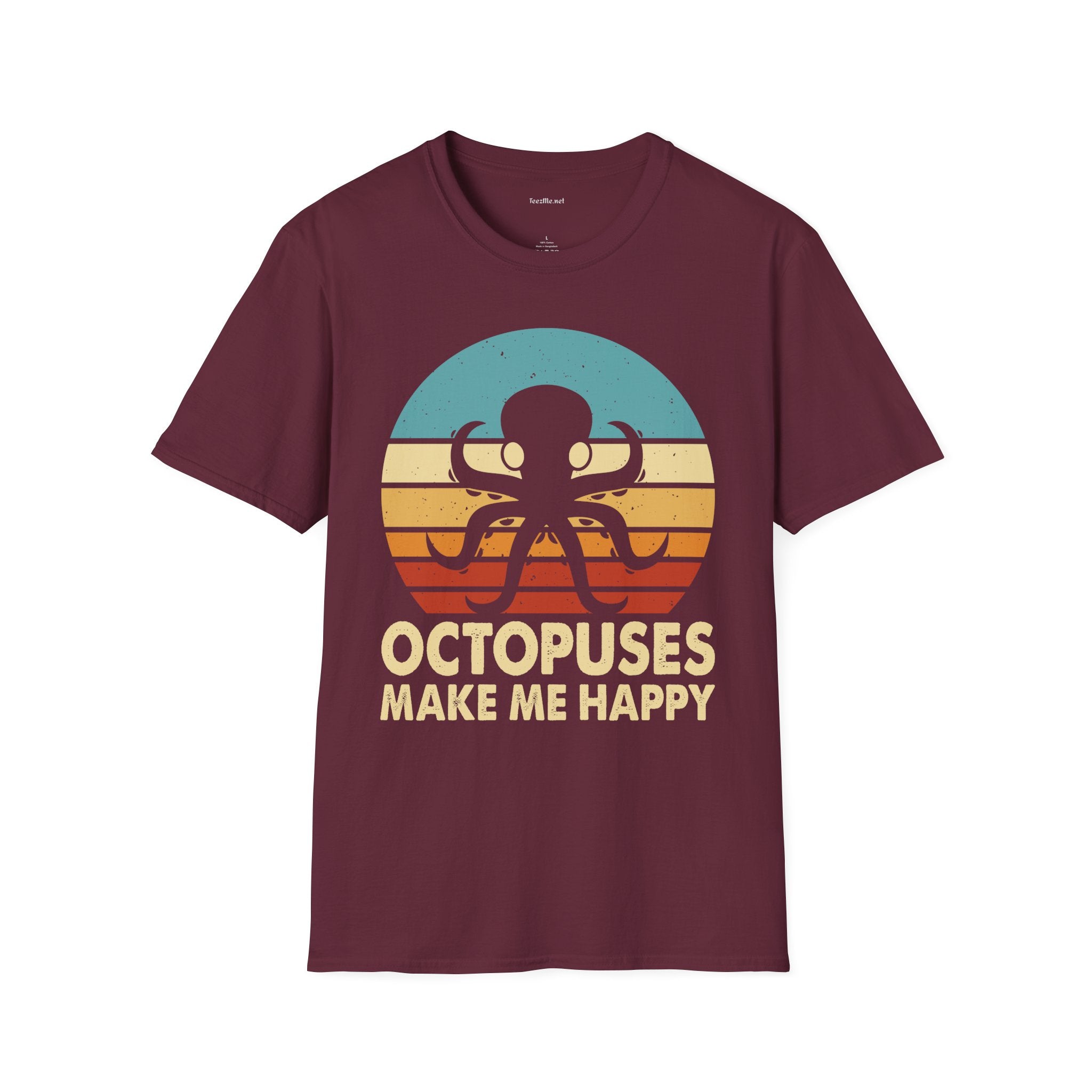 Octopuses Make Me Happy Unisex Softstyle T-Shirt 100% Cotton Graphic