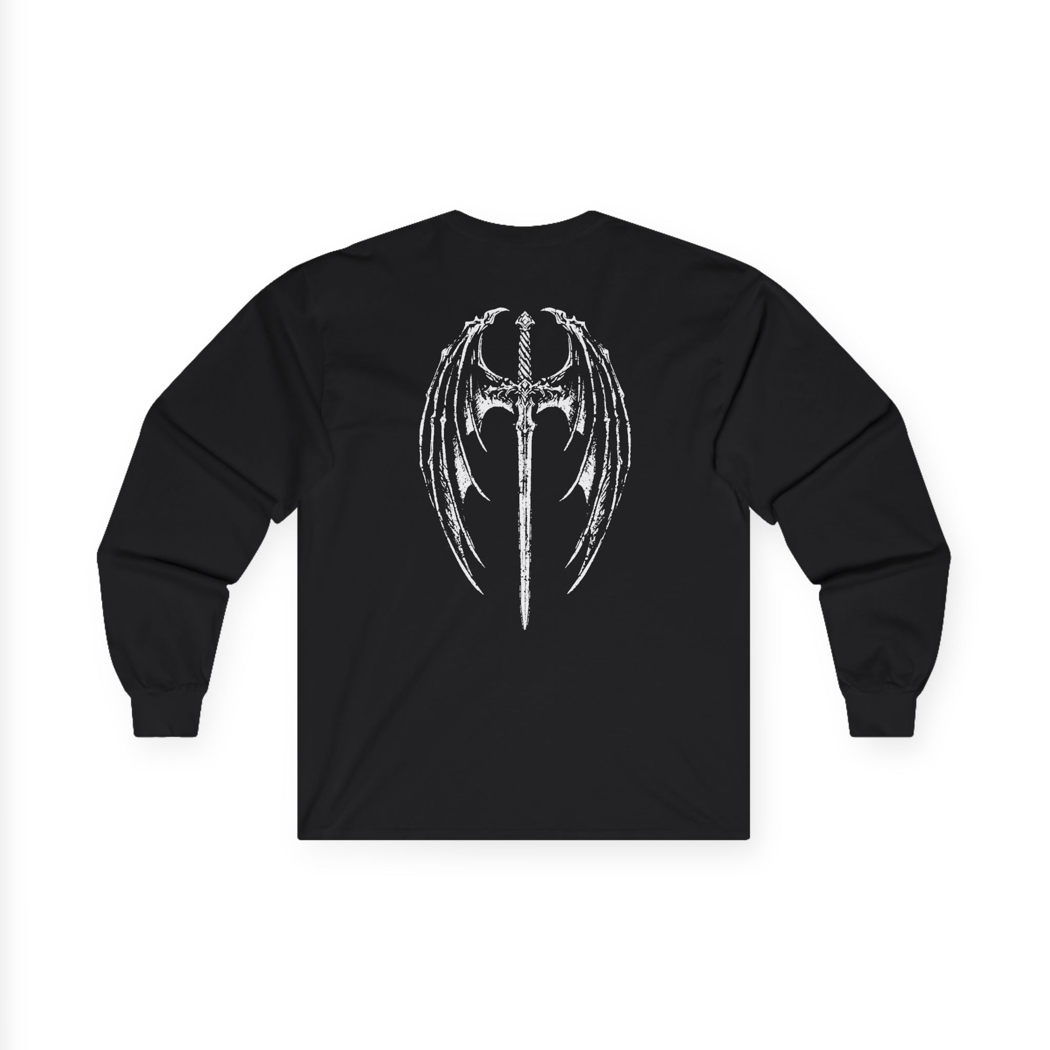 Gothic Winged Cross Long Sleeve Tee – Dark Angel Graphic Tee (back design)