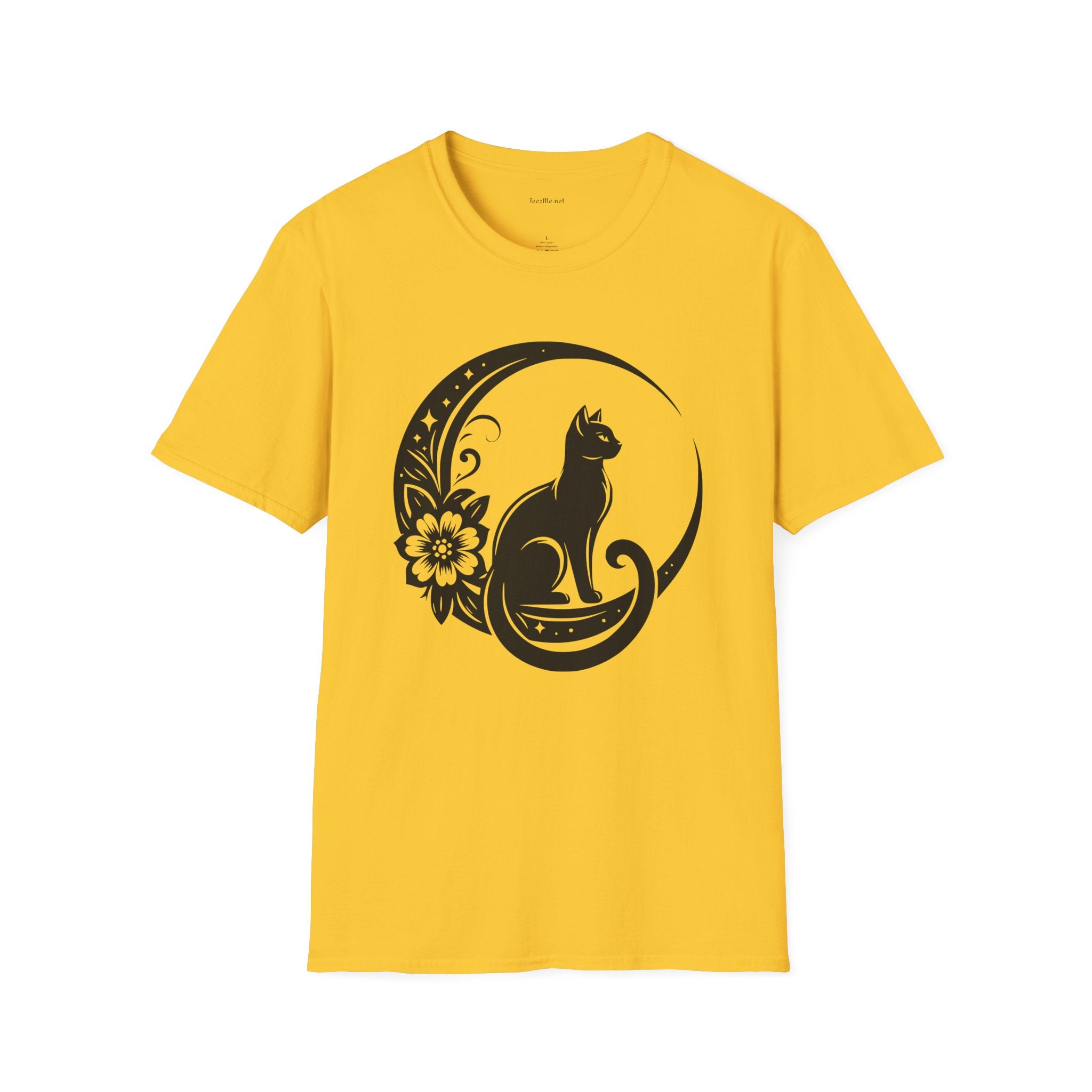 Crescent Moon Cat - Unisex Softstyle T-Shirt 100% Cotton Graphic