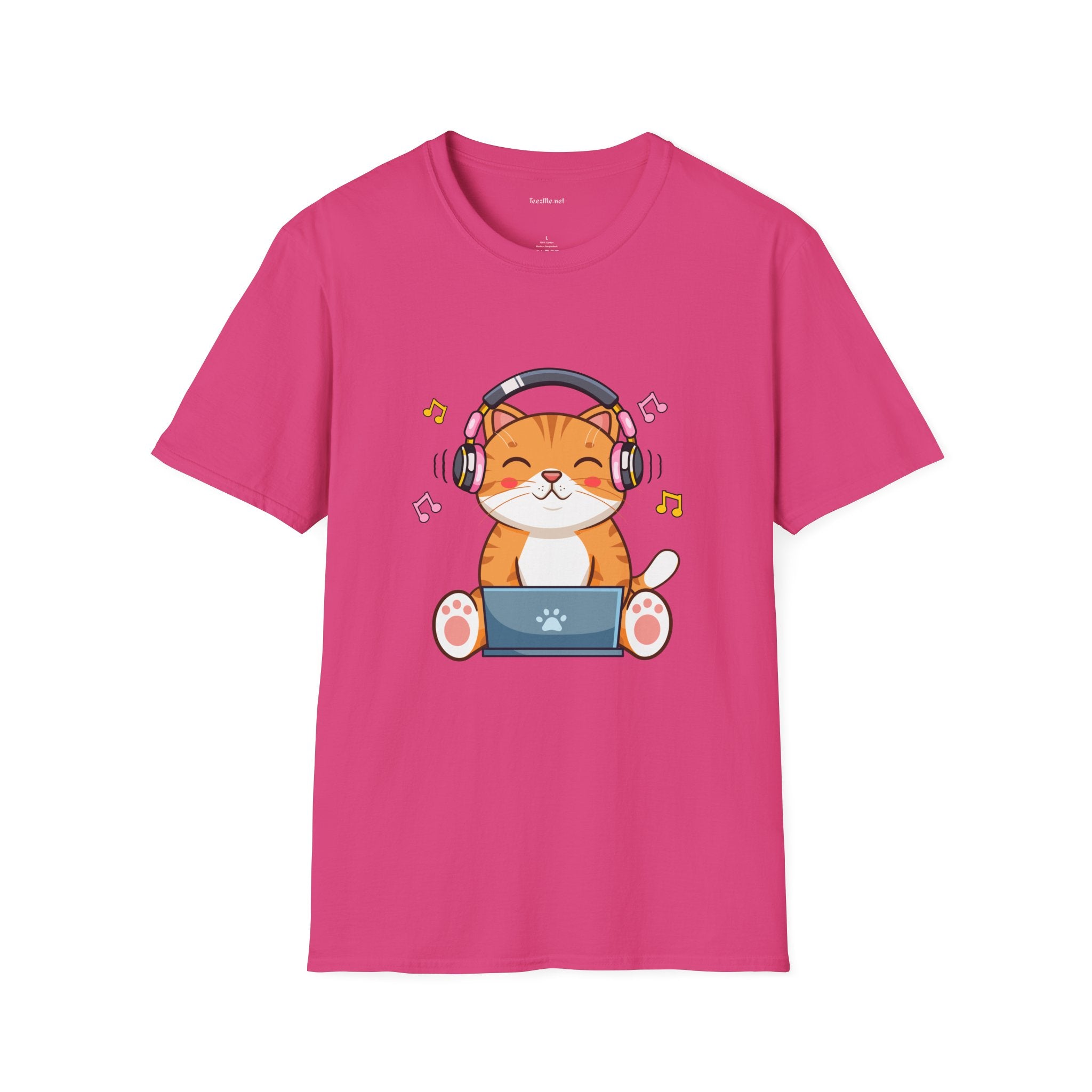 Cat with Headphones T-Shirt — Cute Music Kitty Tee