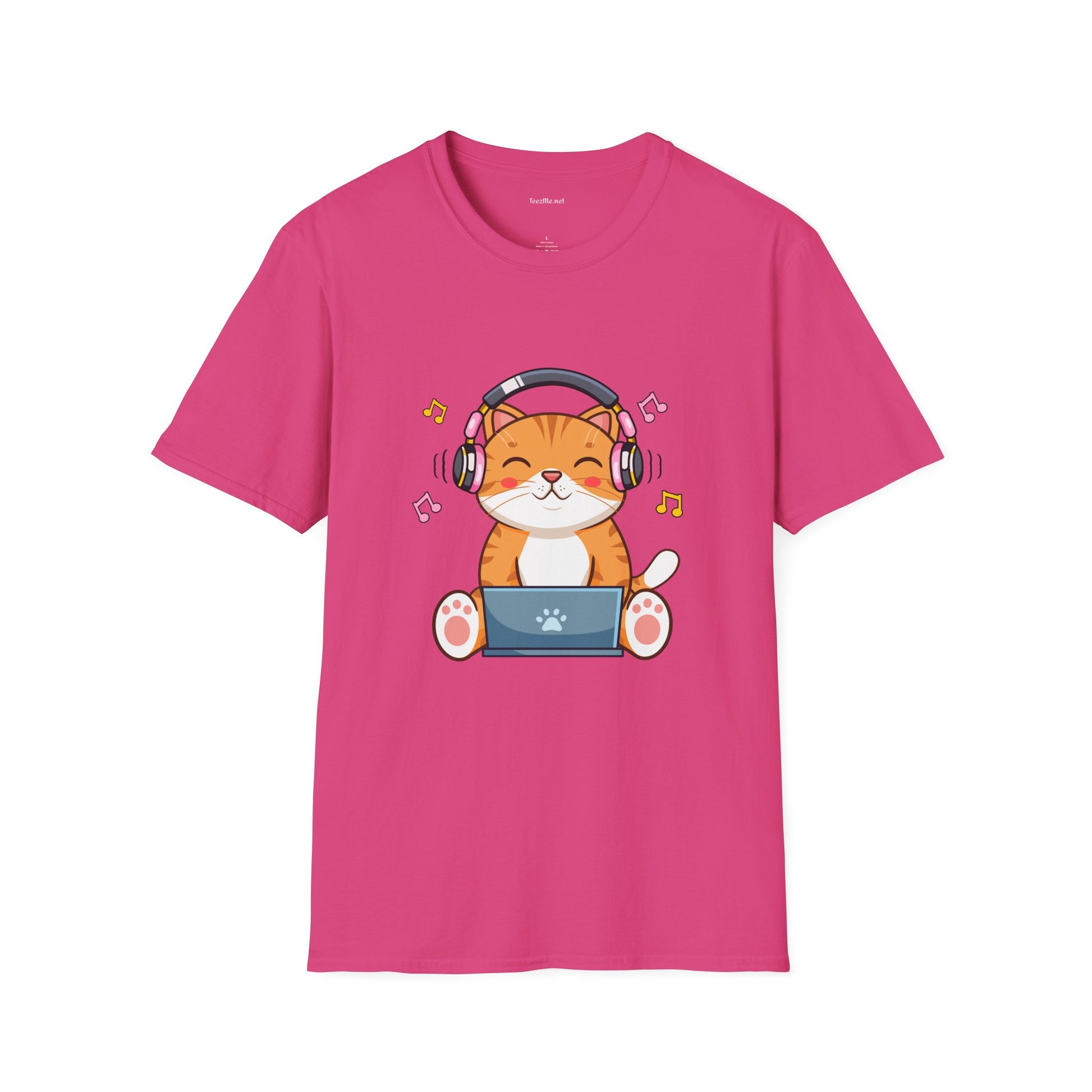 Cat with Headphones T-Shirt — Cute Music Kitty Tee