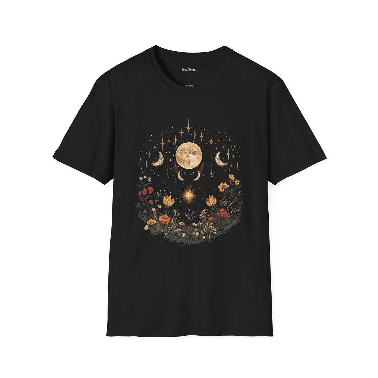 BOHO Moon Floral1 Unisex Softstyle T-Shirt 100% Cotton Graphic