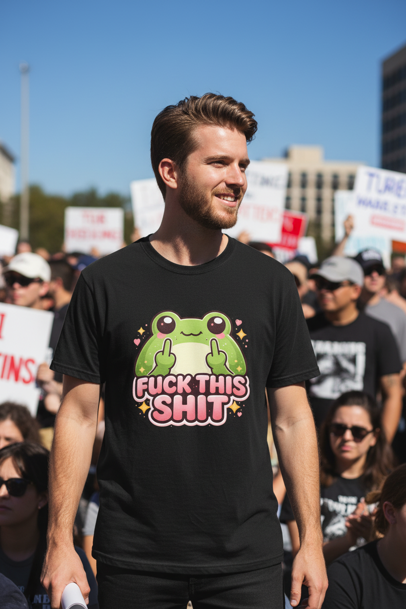 Cute Frog Middle Finger T-Shirt — “Fuck This Shit” Graphic Tee