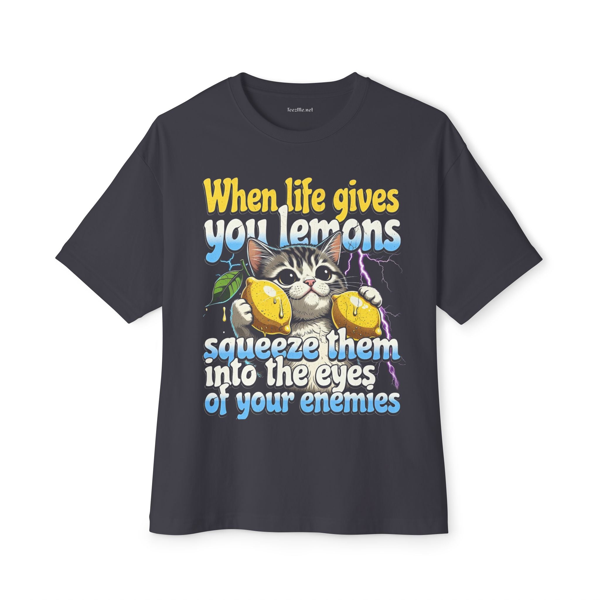 When Life Gives You Lemons Cat Tee — Squeeze Them Into Enemies' Eyes Graphic T-Shirt
