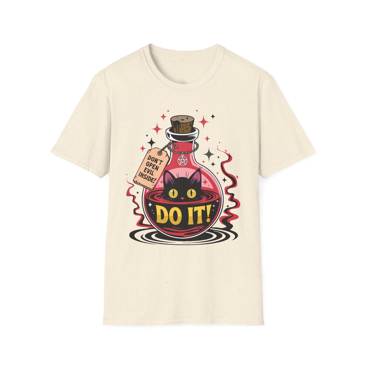 Evil Cat Inside Unisex Softstyle T-Shirt 100% Cotton Graphic