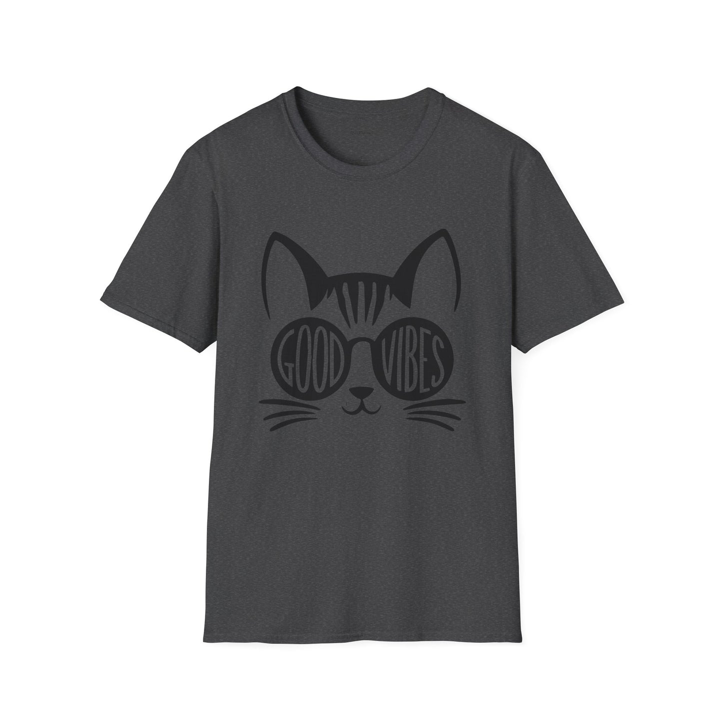 Good Vibes Cat Glasses 01 Unisex Softstyle T-Shirt 100% Cotton Graphic