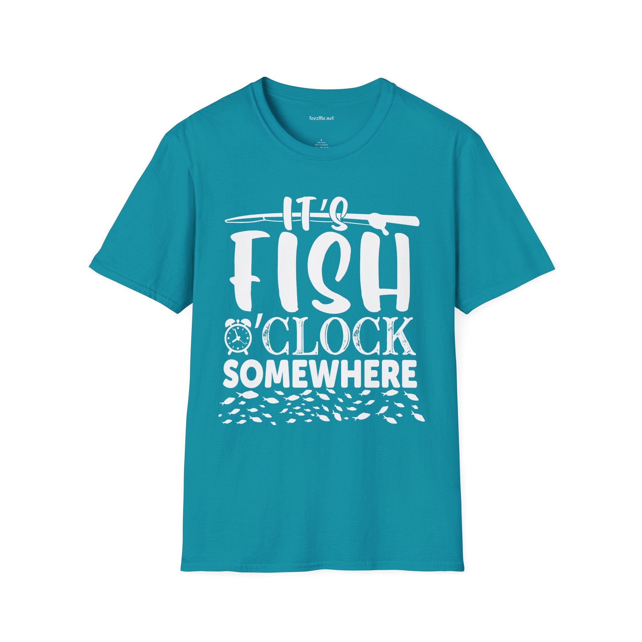 It's Fish O'clock Somewhere Unisex Soft Style T-Shirt 100% Cotton Graphic