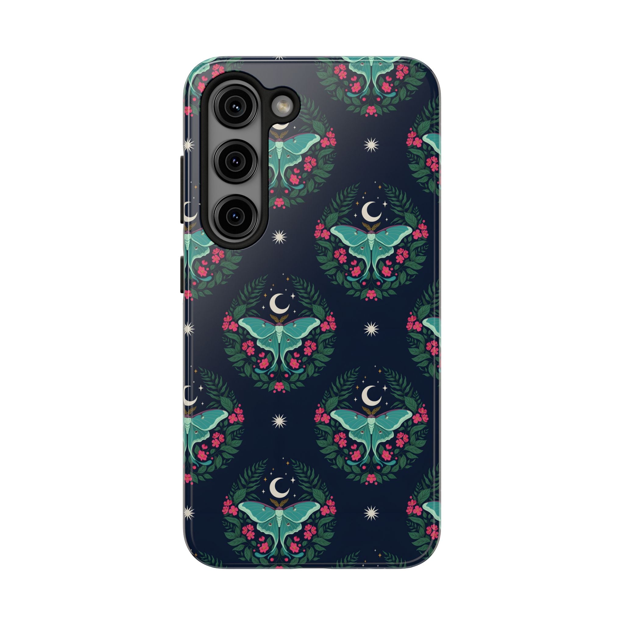 Moon Moth Tough Phone Case — Botanical Nightscape Protective Cover