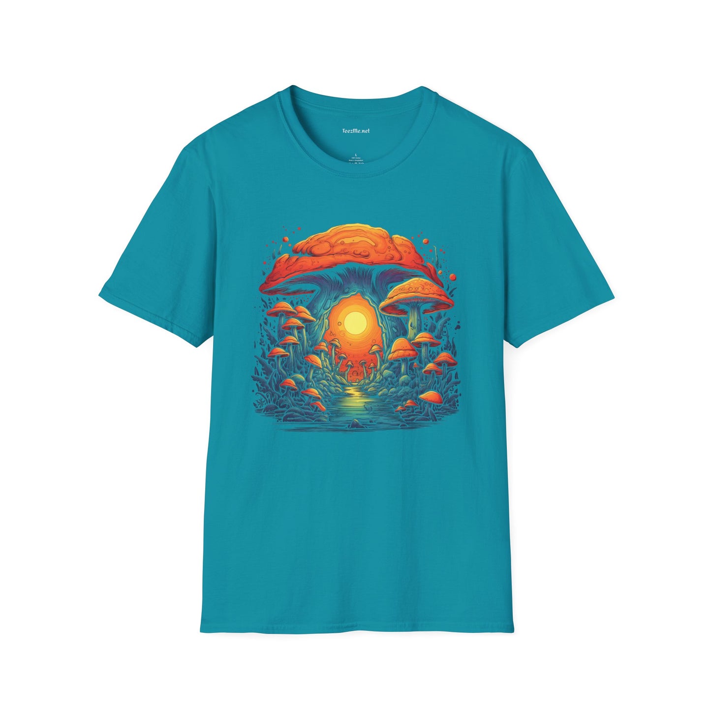 BOHO Psych Mushroom Unisex Softstyle T-Shirt 100% Cotton Graphic