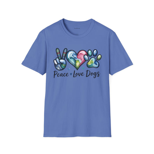 Peace Love Dogs Unisex Soft Style T-Shirt 100% Cotton Graphic