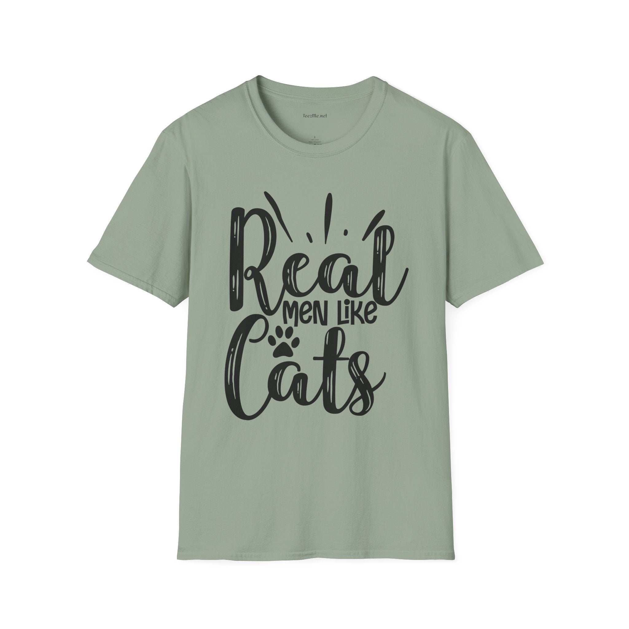 Real Men Like Cats Unisex Soft Style T-Shirt 100% Cotton Graphic
