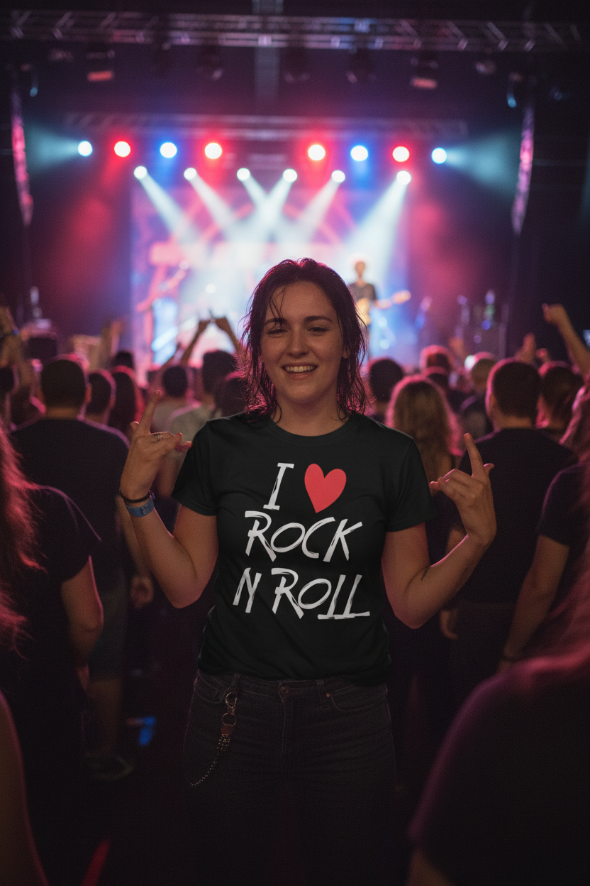I Love Rock N Roll (heart) Unisex Softstyle T-Shirt 100% Cotton Graphic
