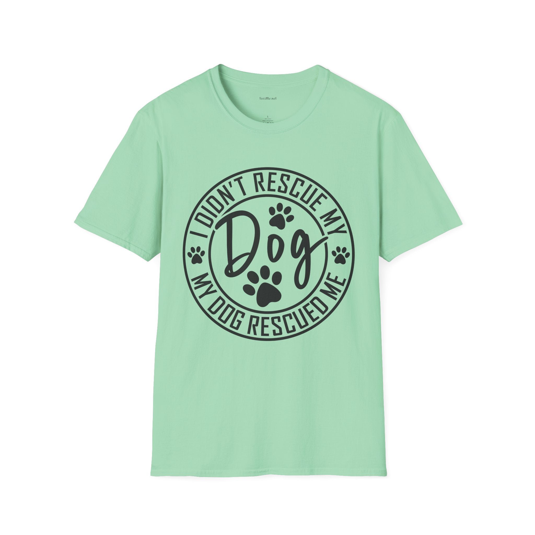 Rescue Dog T-Shirt – "I Didn't Rescue My Dog, My Dog Rescued Me" Paw Print Tee
