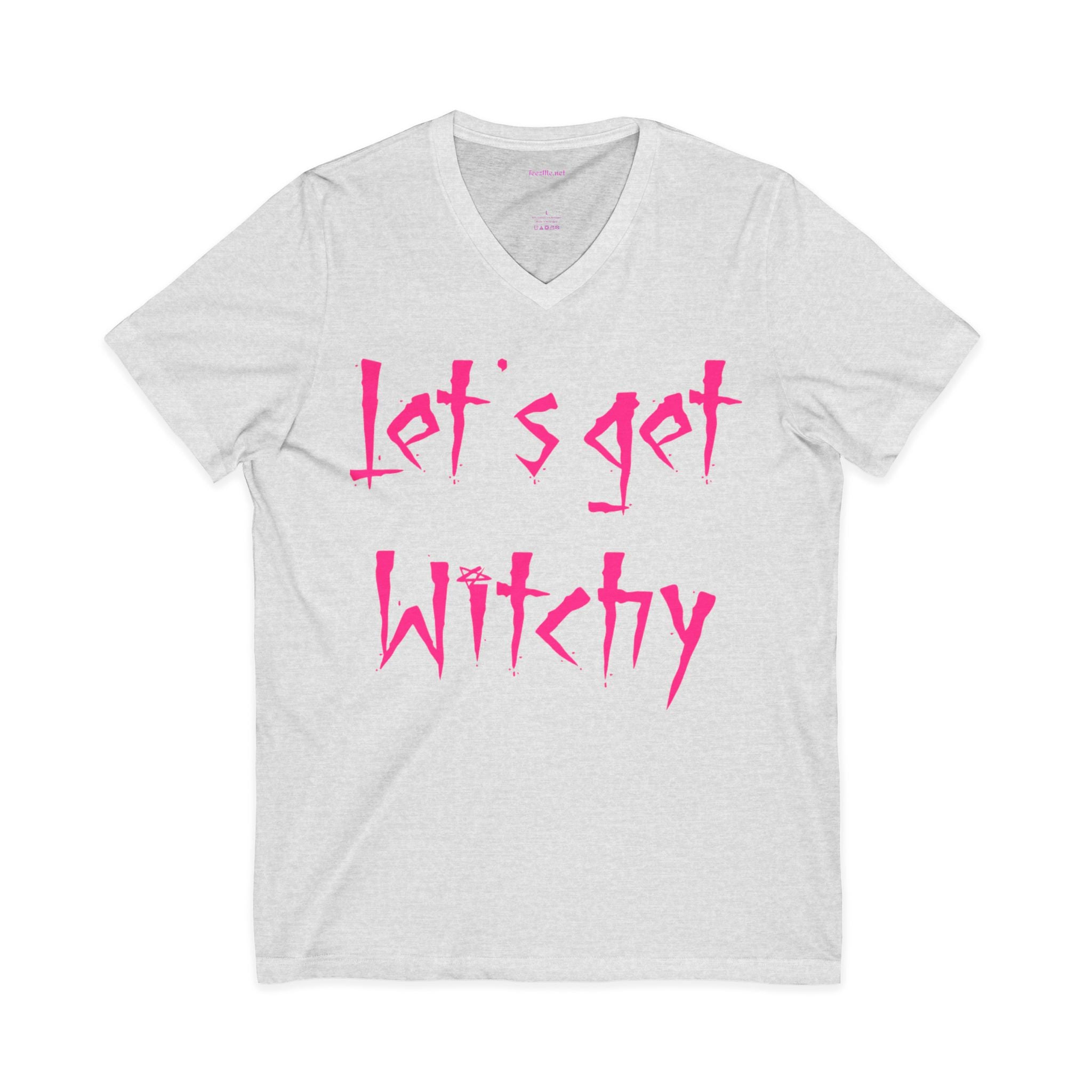 Let's Get Witchy V-Neck Tee — Pink Witch Shirt