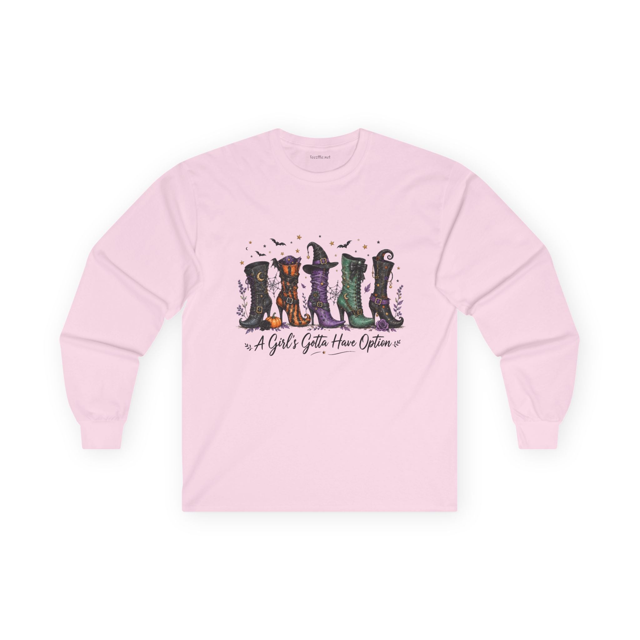 Witch Boots Graphic Long Sleeve Tee — “A Girl’s Gotta Have Options”
