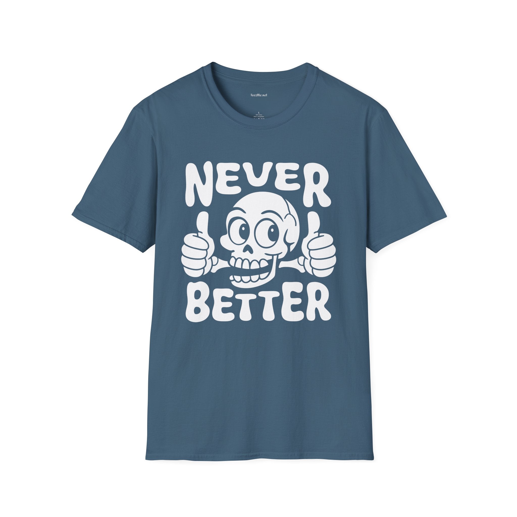 Never Better Skull Tee — Retro Thumbs-Up Graphic T-Shirt