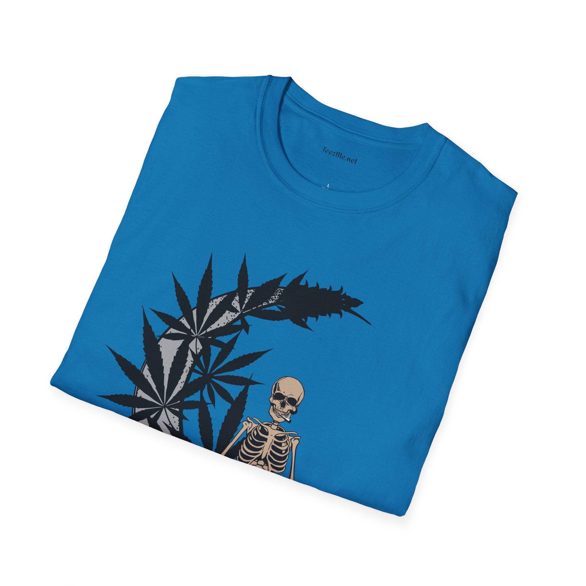 Smoking Skeleton - Unisex Softstyle T-Shirt 100% Cotton Graphic