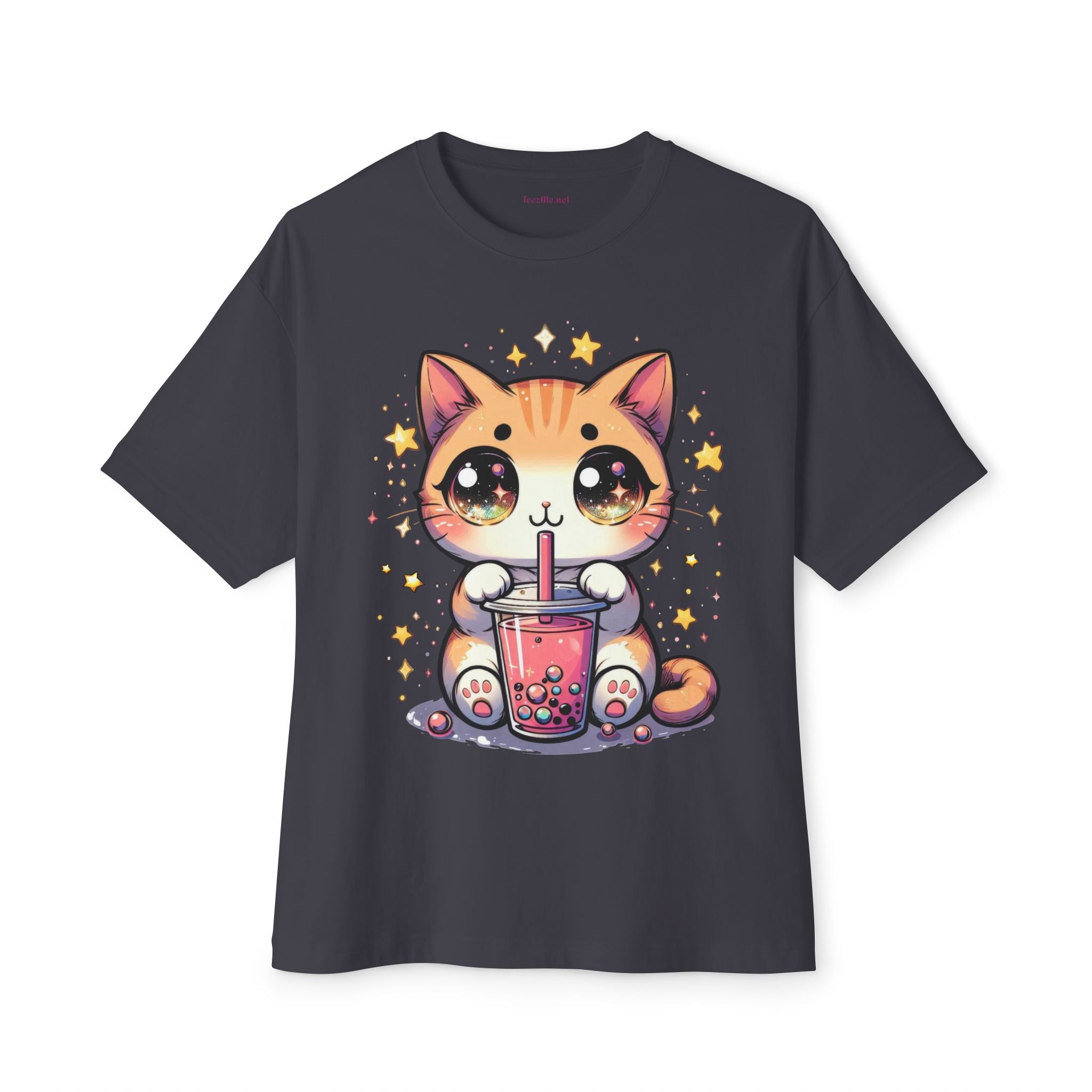 Anime Cat Bubble Tea  (1) Unisex Oversized Boxy Tee