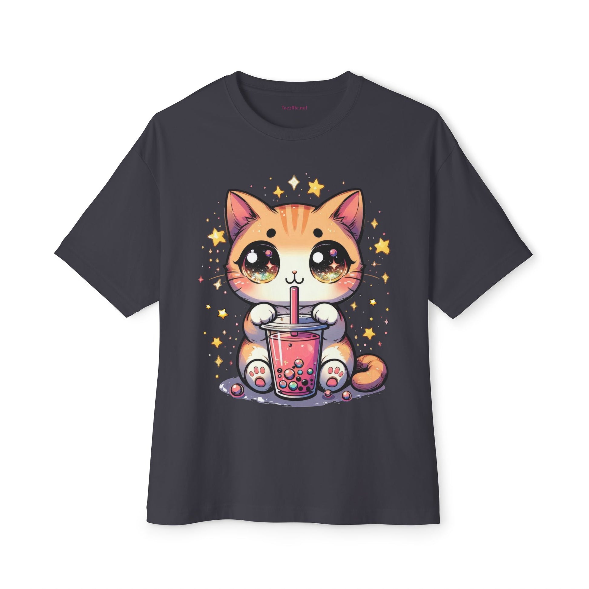Anime Cat Bubble Tea  (1) Unisex Oversized Boxy Tee