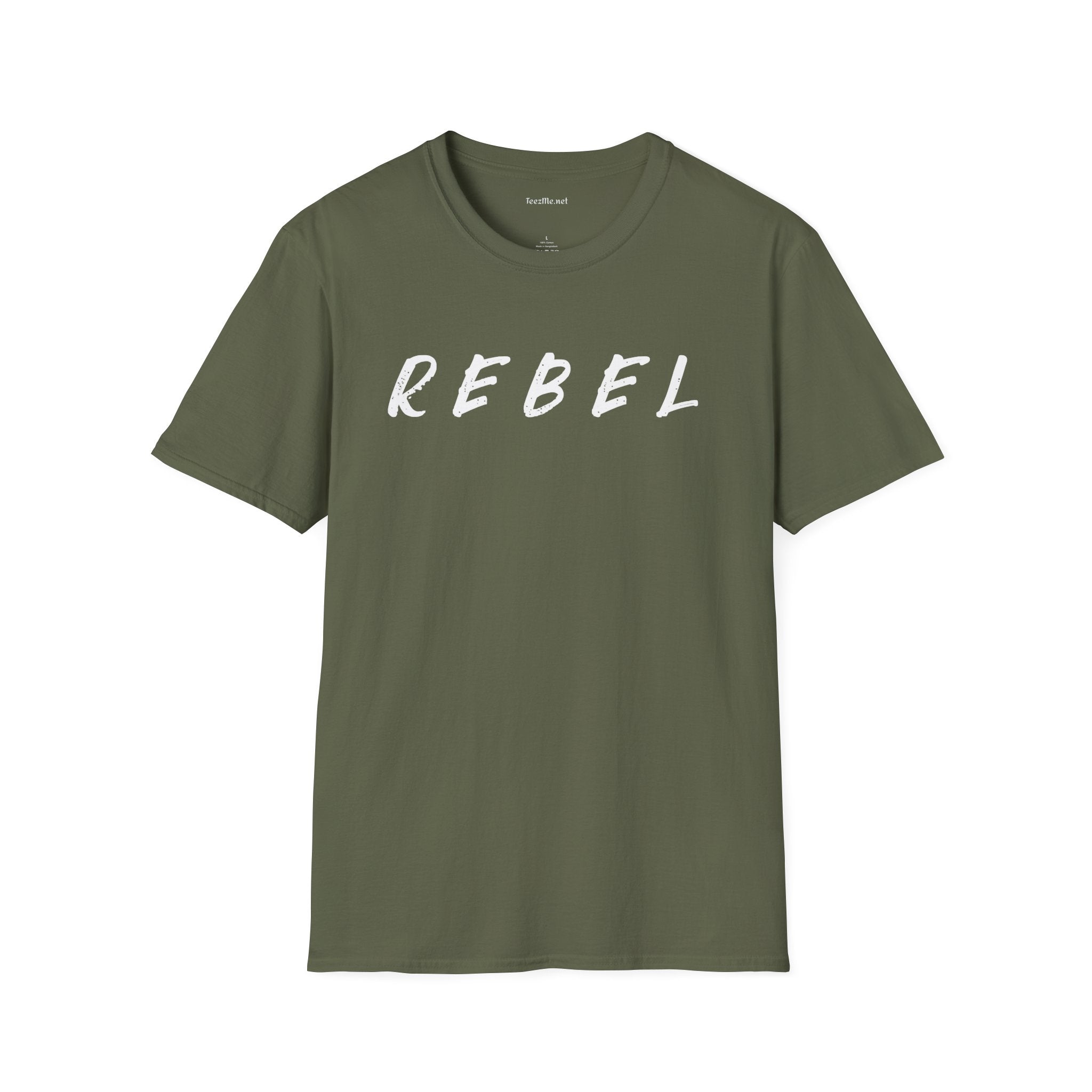 REBEL (white text) Unisex Softstyle T-Shirt 100% Cotton Graphic
