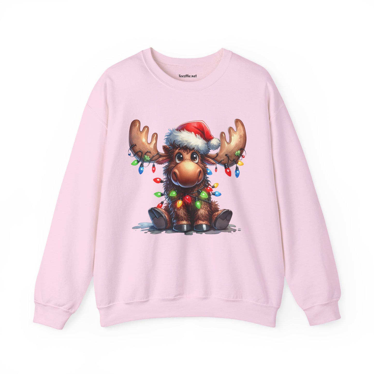 Adorable Christmas Moose Unisex Heavy Blend™ Crewneck Sweatshirt Graphic Seasonal