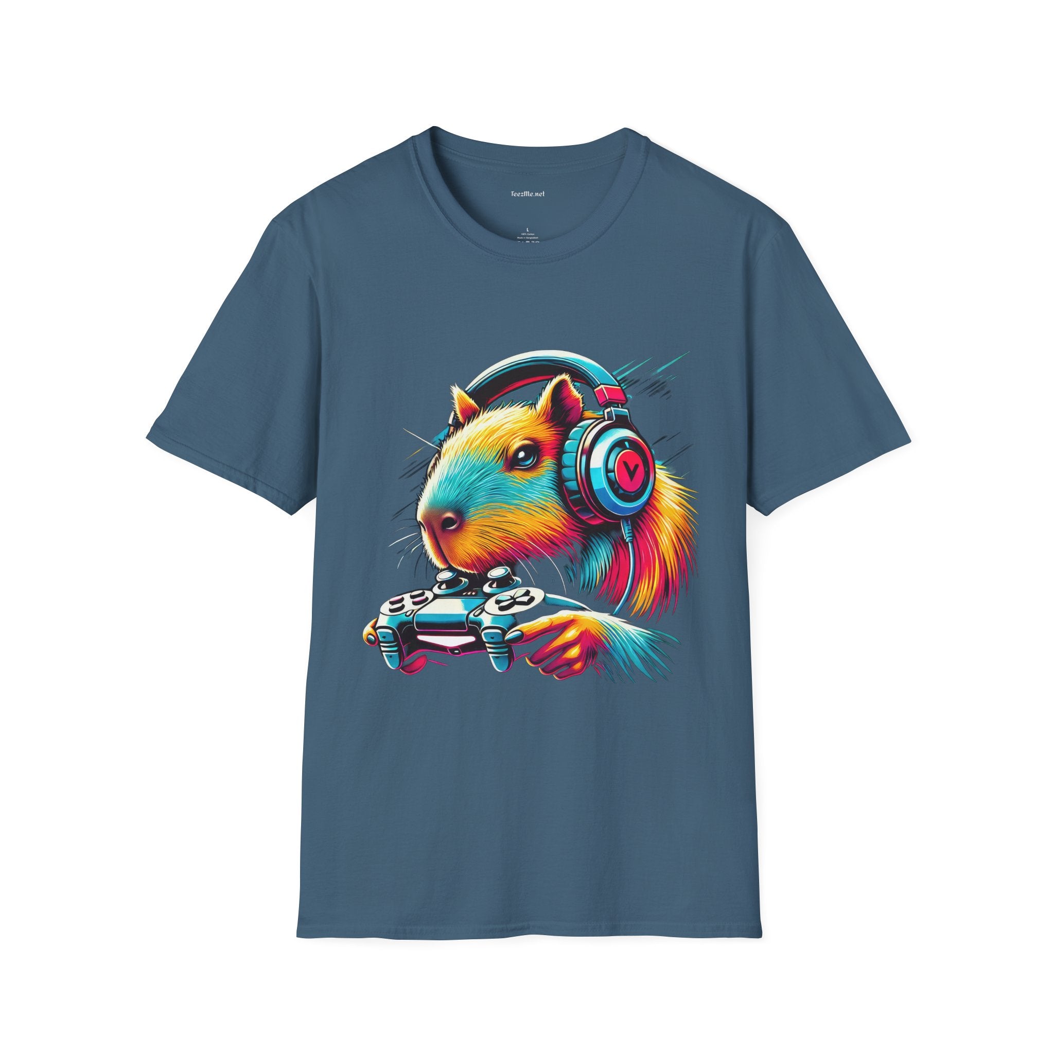 Capybara Video Gamer Unisex Softstyle T-Shirt 100% Cotton Graphic