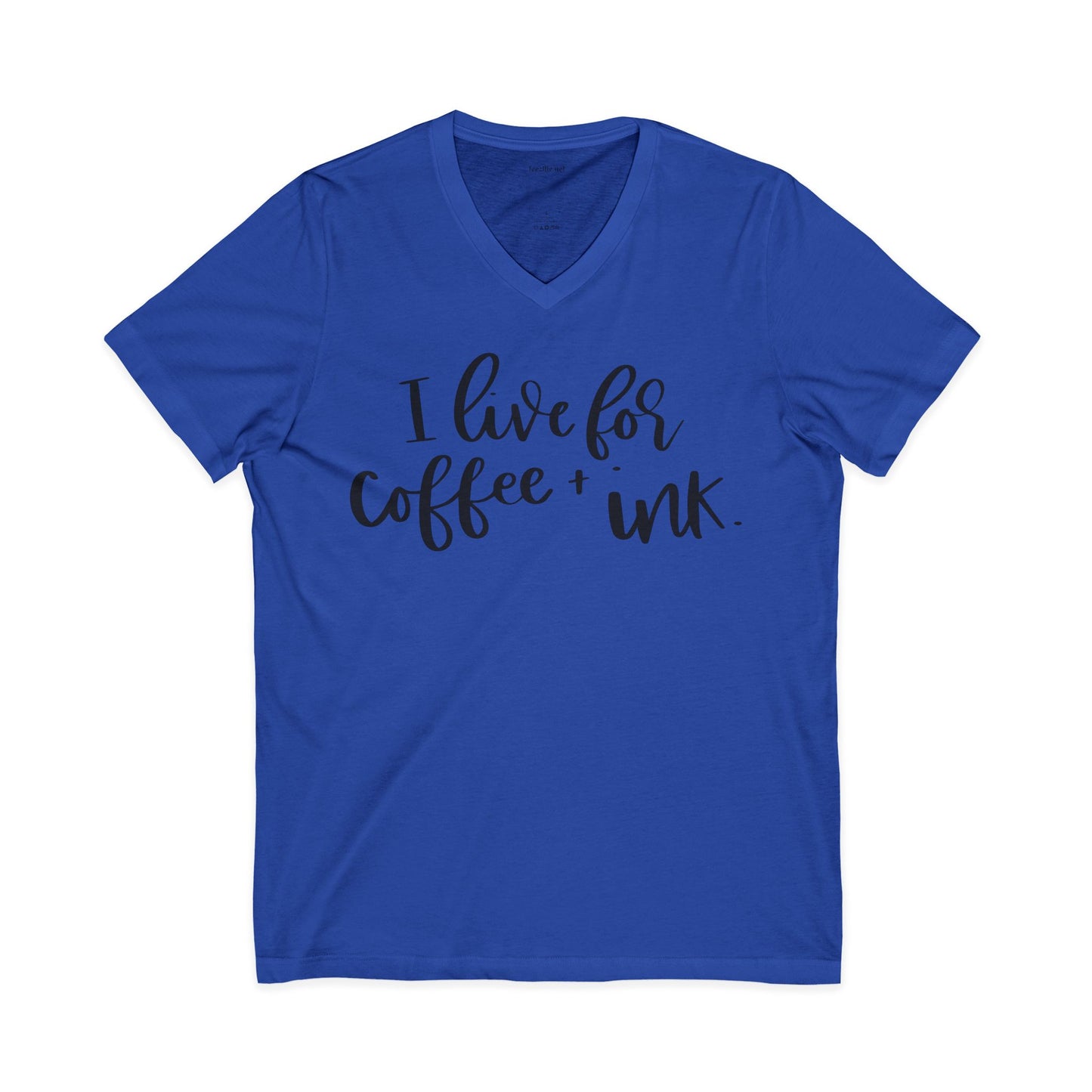 I Live for Coffee & Ink 01 Unisex Jersey Short Sleeve V-Neck Tee