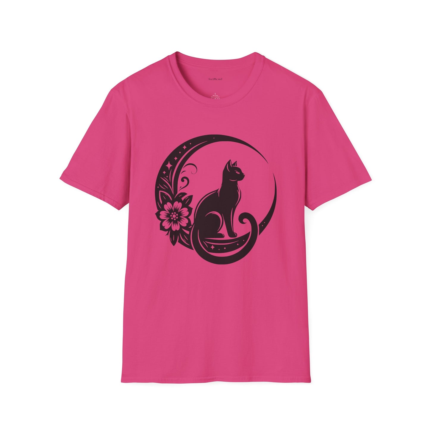Crescent Moon Cat - Unisex Softstyle T-Shirt 100% Cotton Graphic