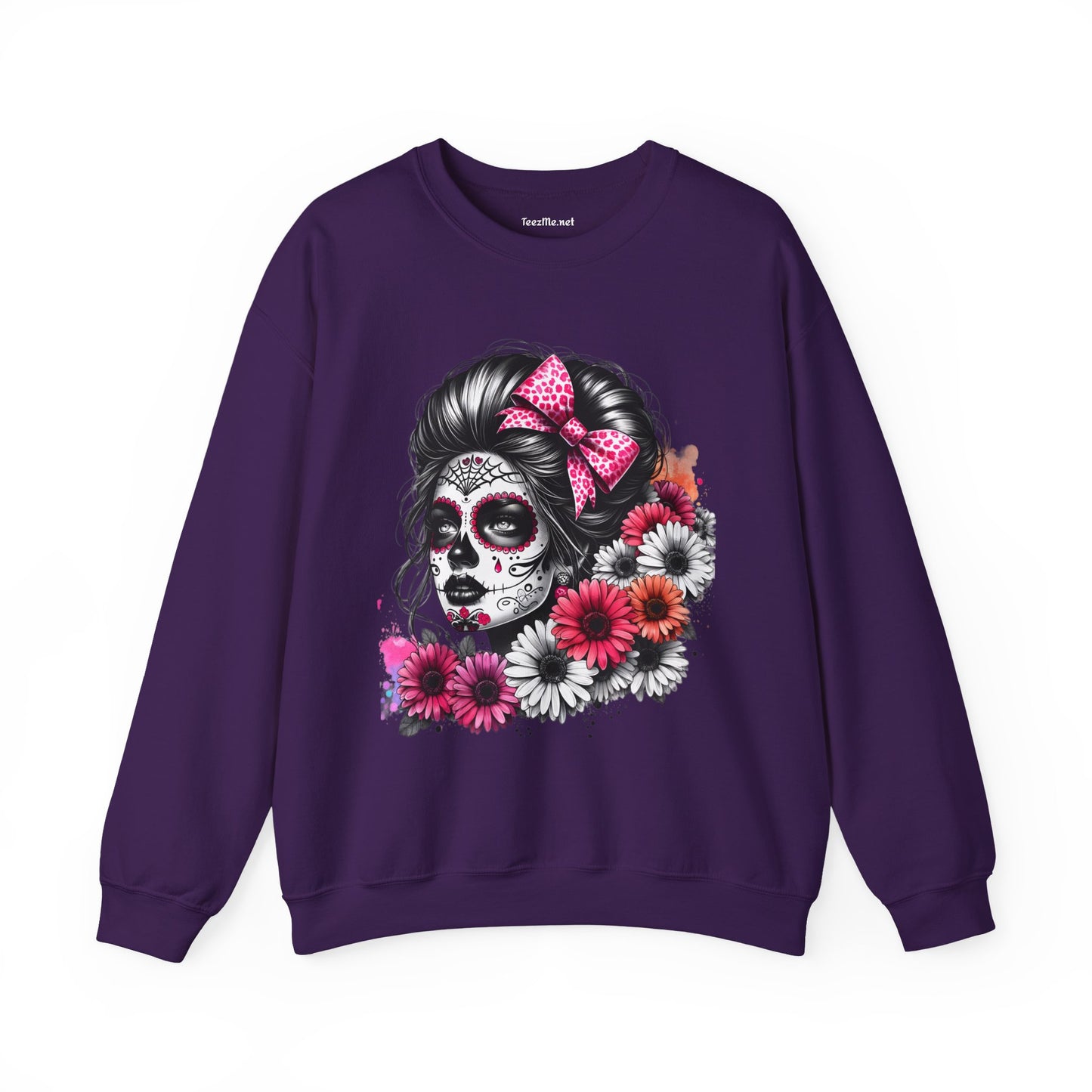 Day of the Dead Woman Sugar Skull Unisex Heavy Blend™ Crewneck Sweatshirt Graphic