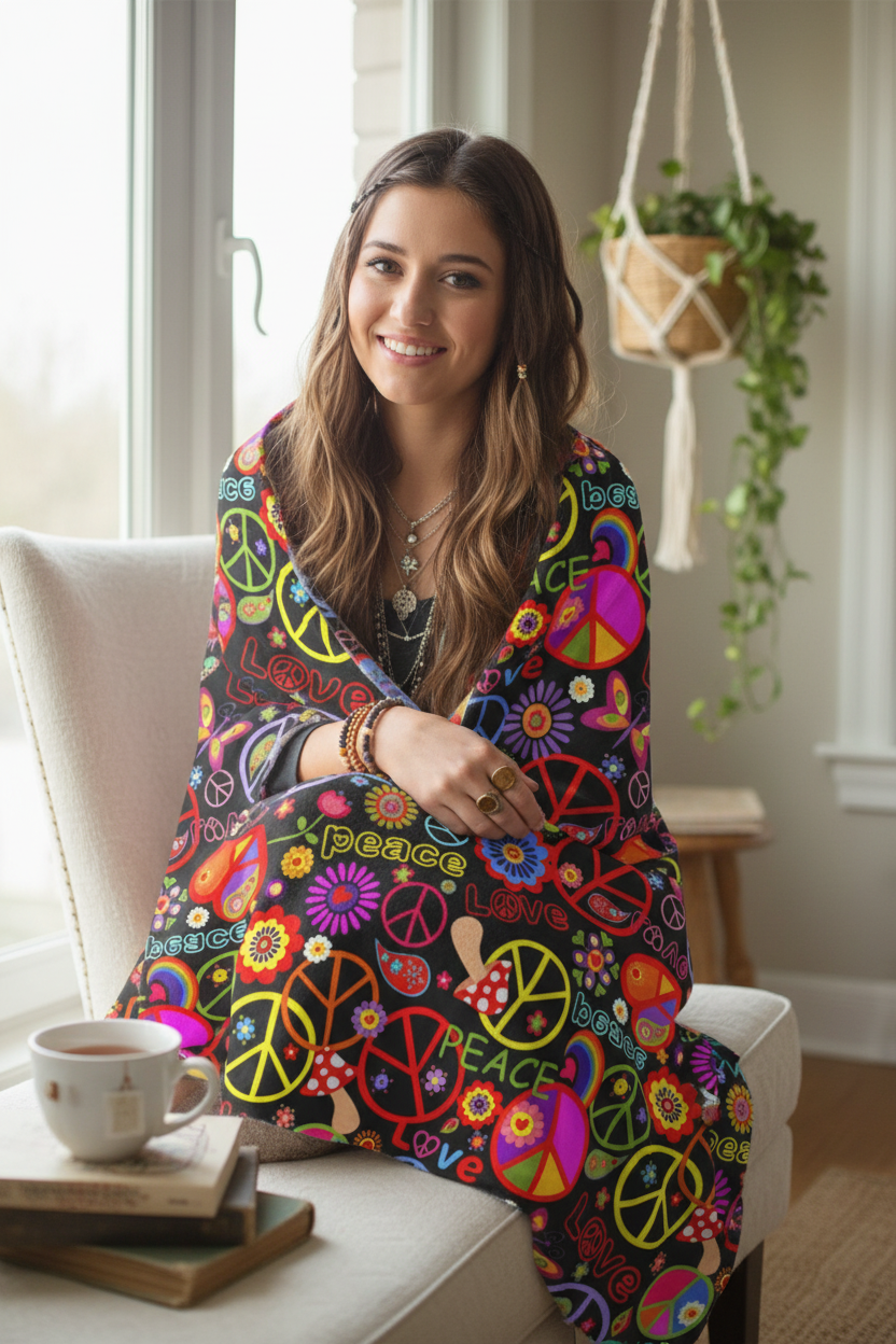 Hippie - Velveteen Plush Blanket