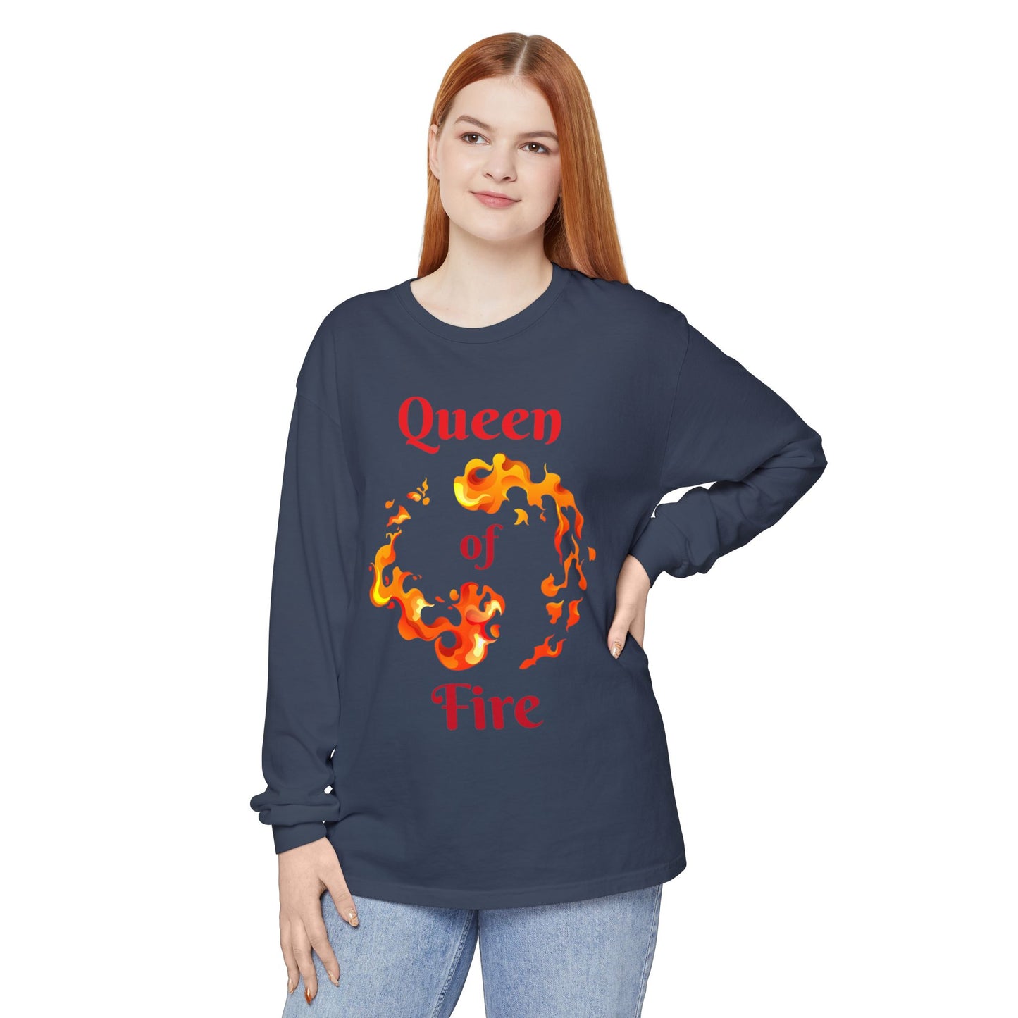 Queen of Fire - Unisex Garment-dyed Long Sleeve T-Shirt