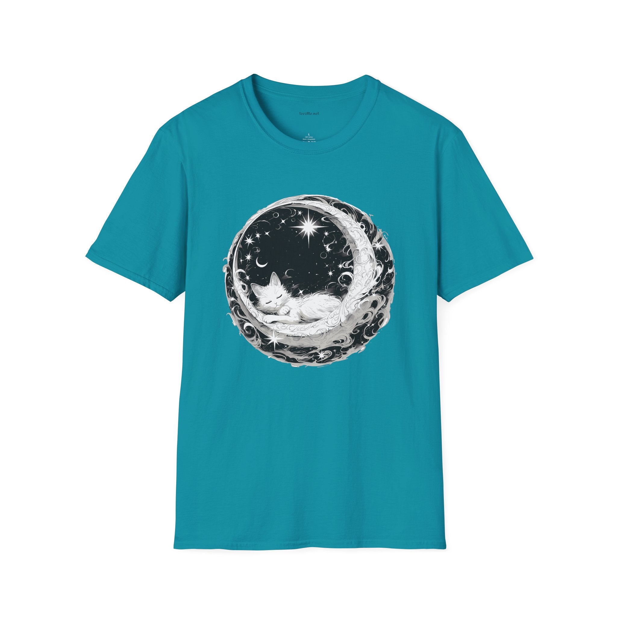 Moon Cat  - Unisex Softstyle T-Shirt 100% Cotton Graphic