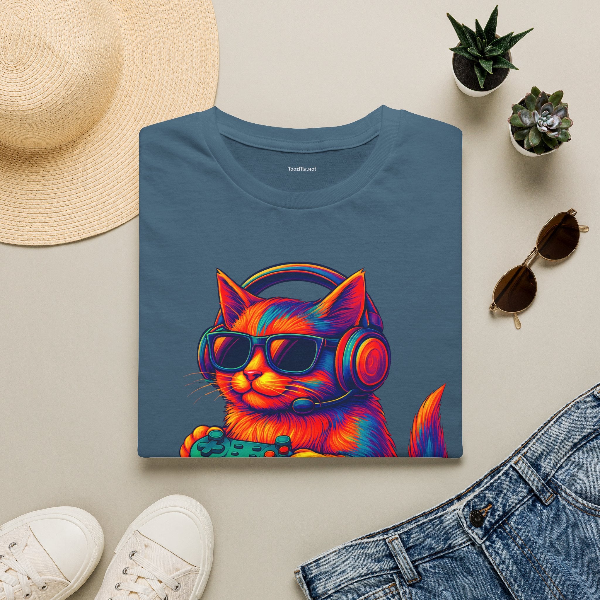 Cat Gamer Video Unisex Softstyle T-Shirt 100% Cotton Graphic