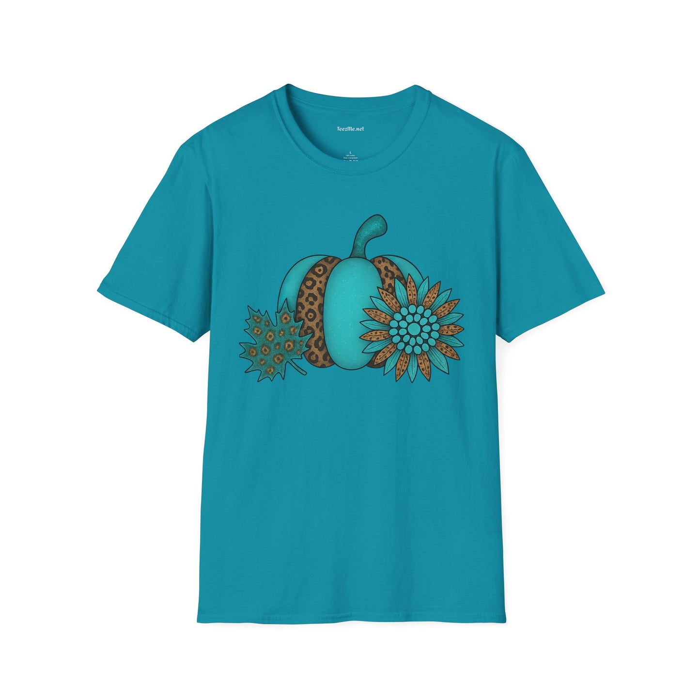 Turquoise Pumpkin Unisex Softstyle T-Shirt 100% Cotton