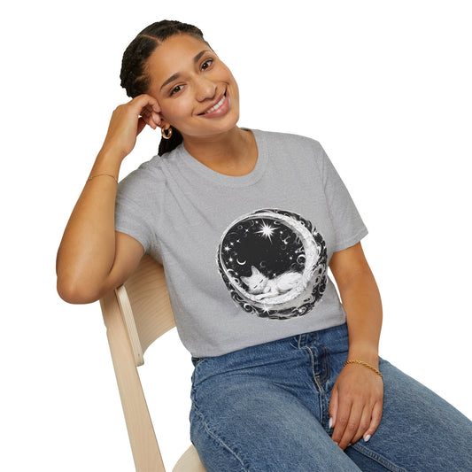 Moon Cat  - Unisex Softstyle T-Shirt 100% Cotton Graphic