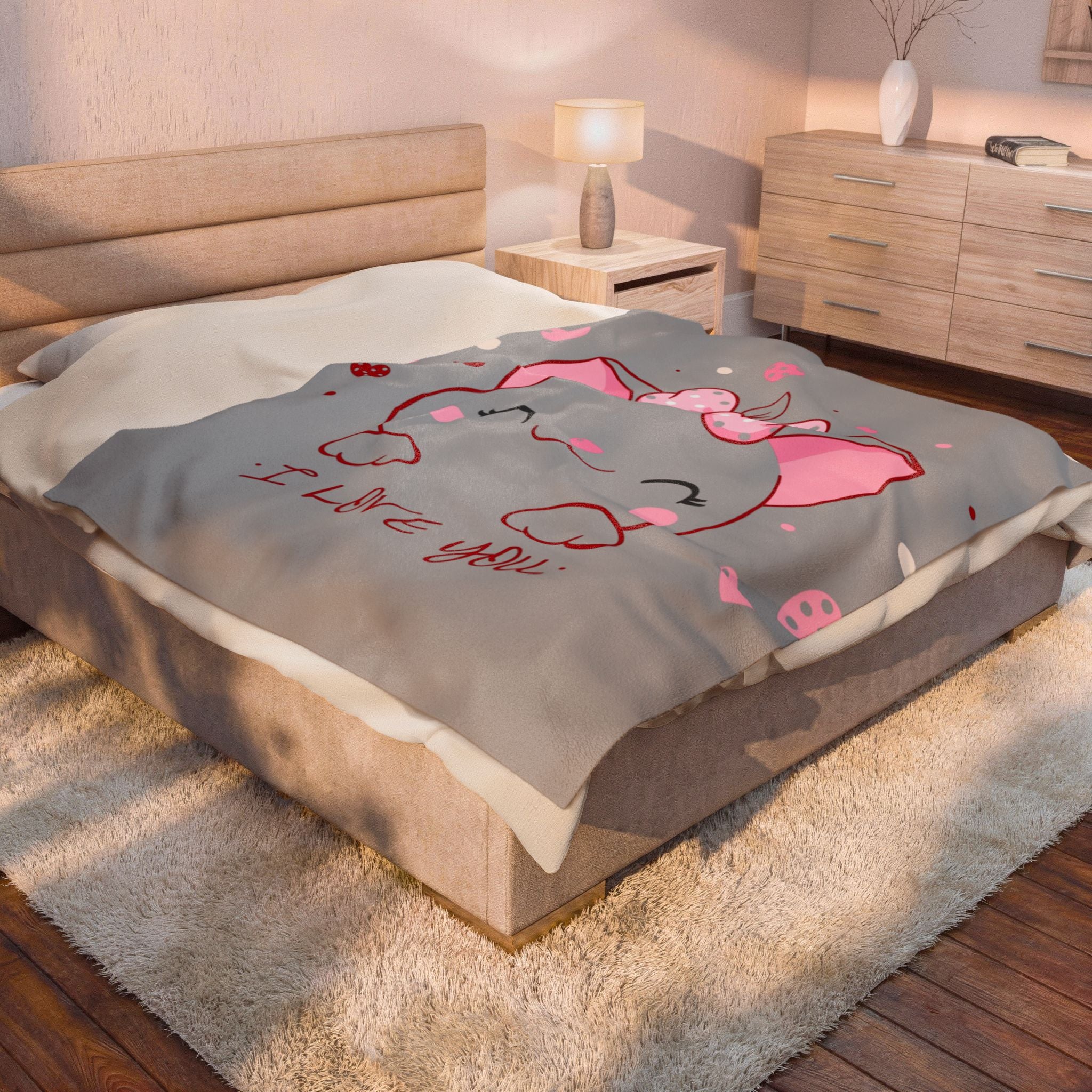 Kitty Love Velveteen Plush Blanket