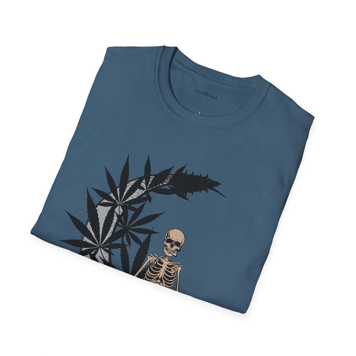 Smoking Skeleton - Unisex Softstyle T-Shirt 100% Cotton Graphic