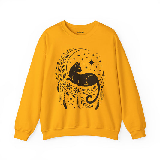 Black Cat Moon Silhouette Unisex Heavy Blend™ Crewneck Sweatshirt Graphic