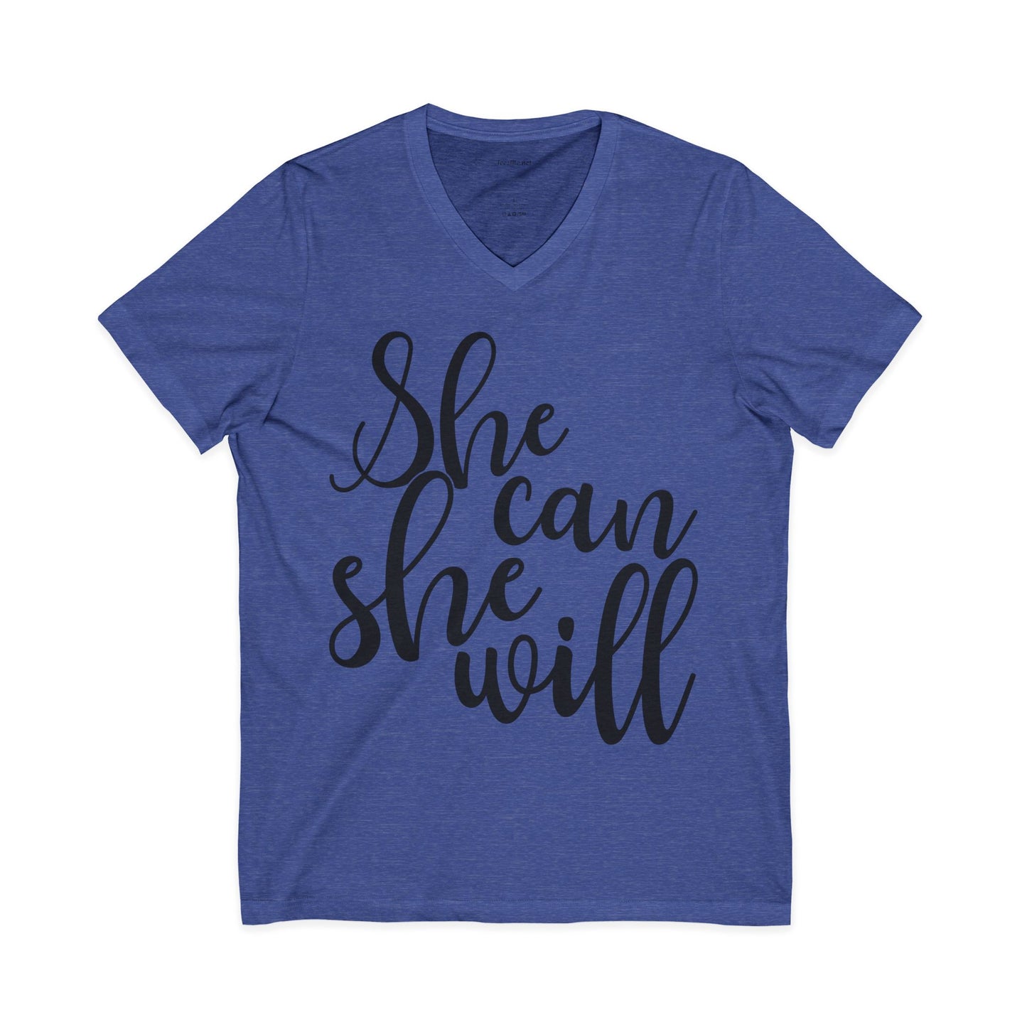 She Can She Will Unisex Jersey Short Sleeve V-Neck Tee