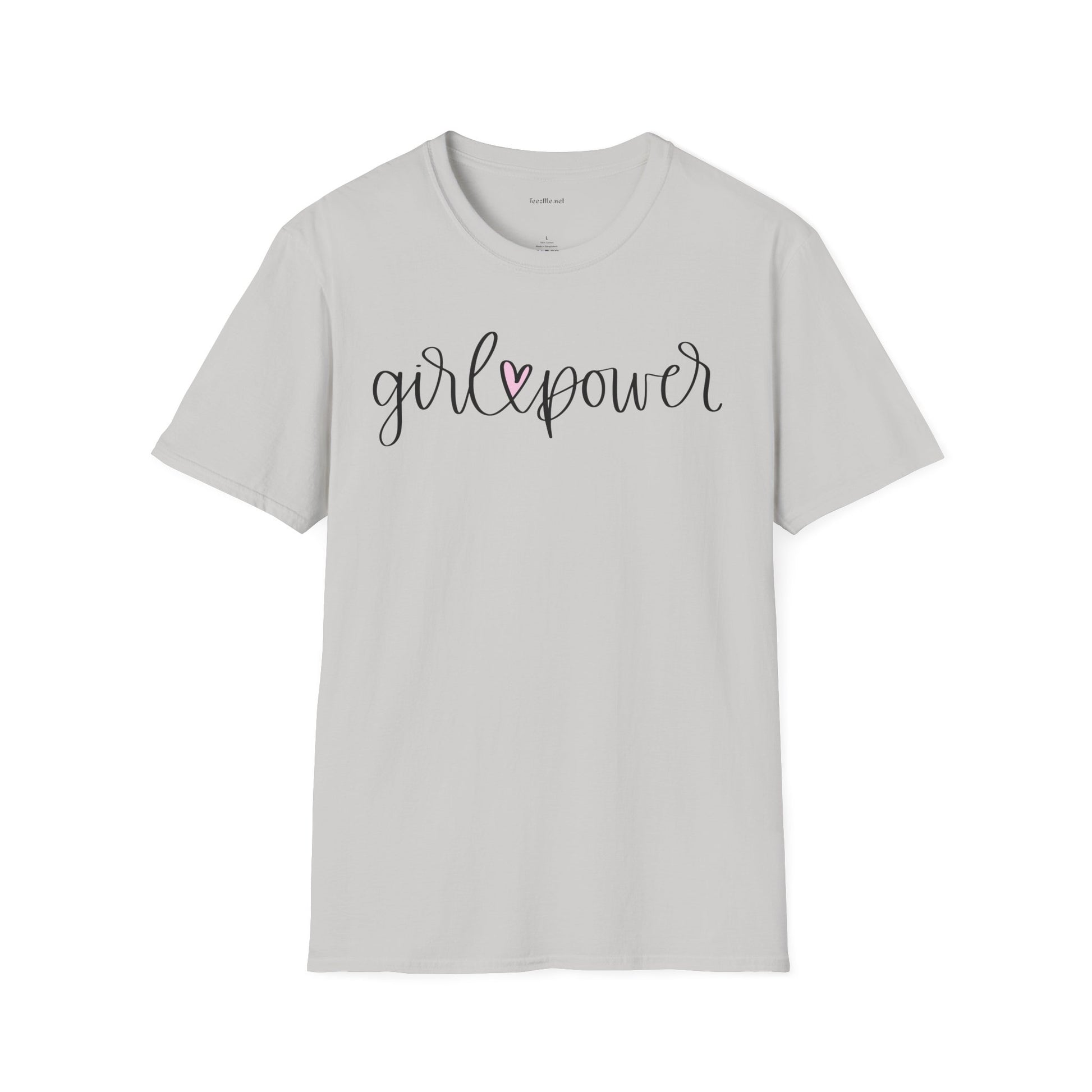 Girl Power T-Shirt — Script Heart Feminist Tee for Women