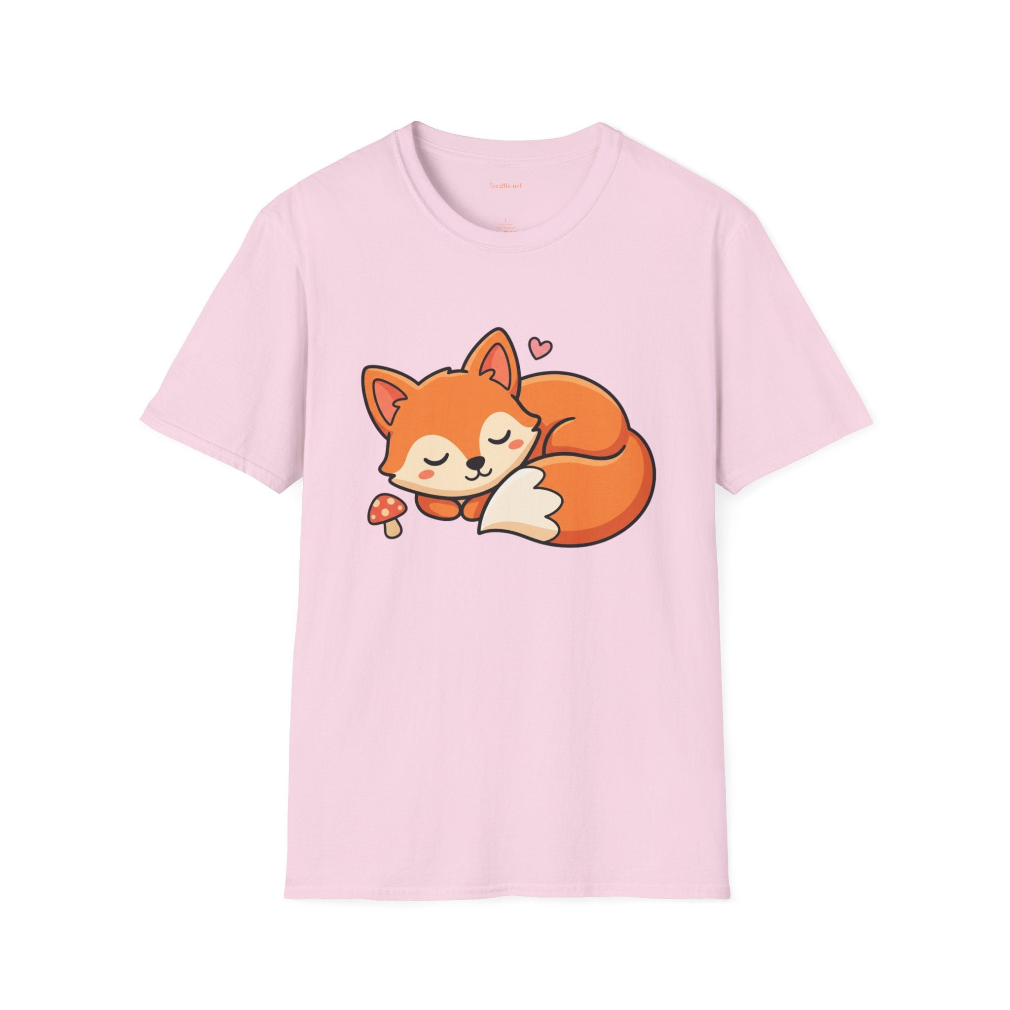 Sleeping Fox with Mushrrom Unisex Softstyle T-Shirt 100% Cotton Graphic