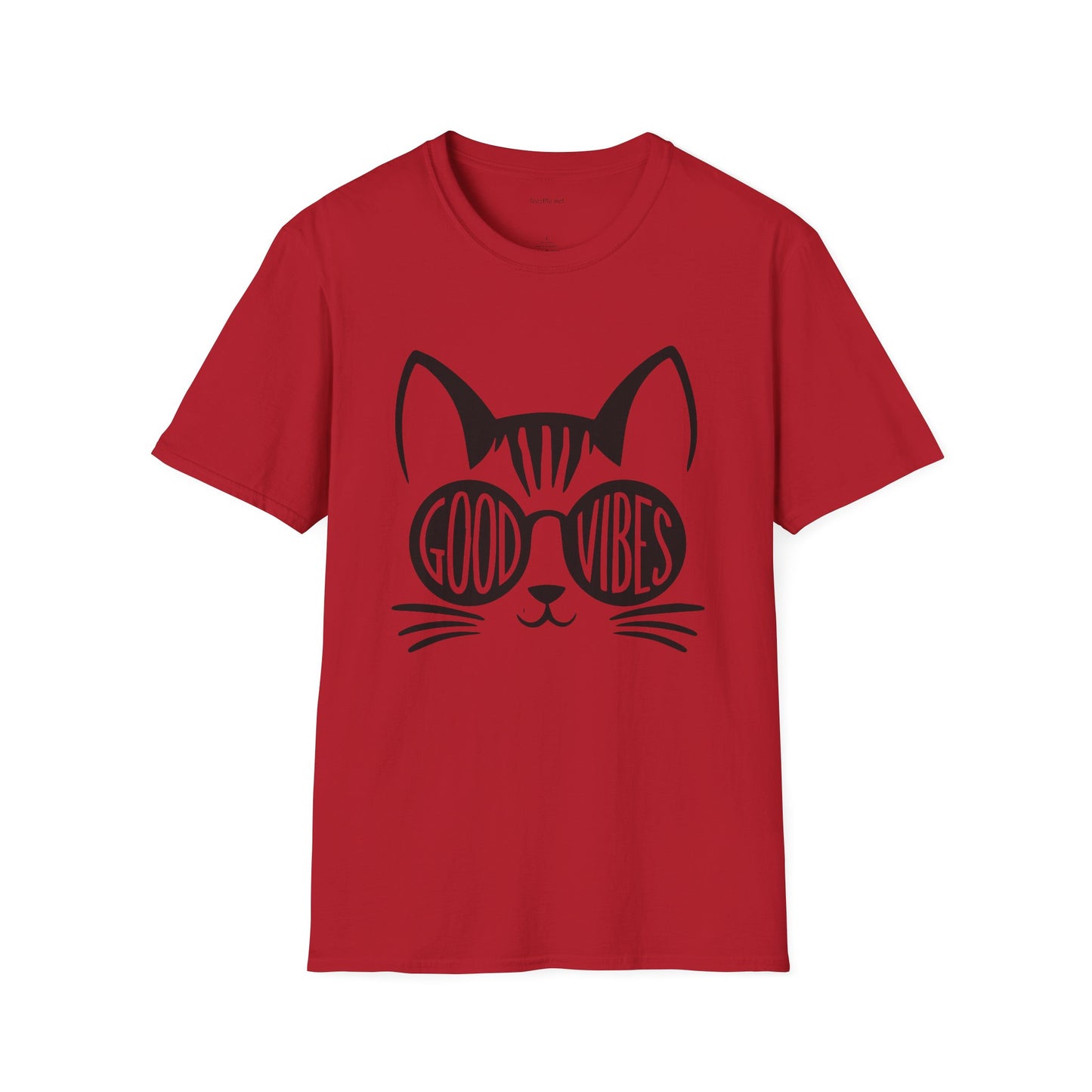 Good Vibes Cat Glasses 01 Unisex Softstyle T-Shirt 100% Cotton Graphic