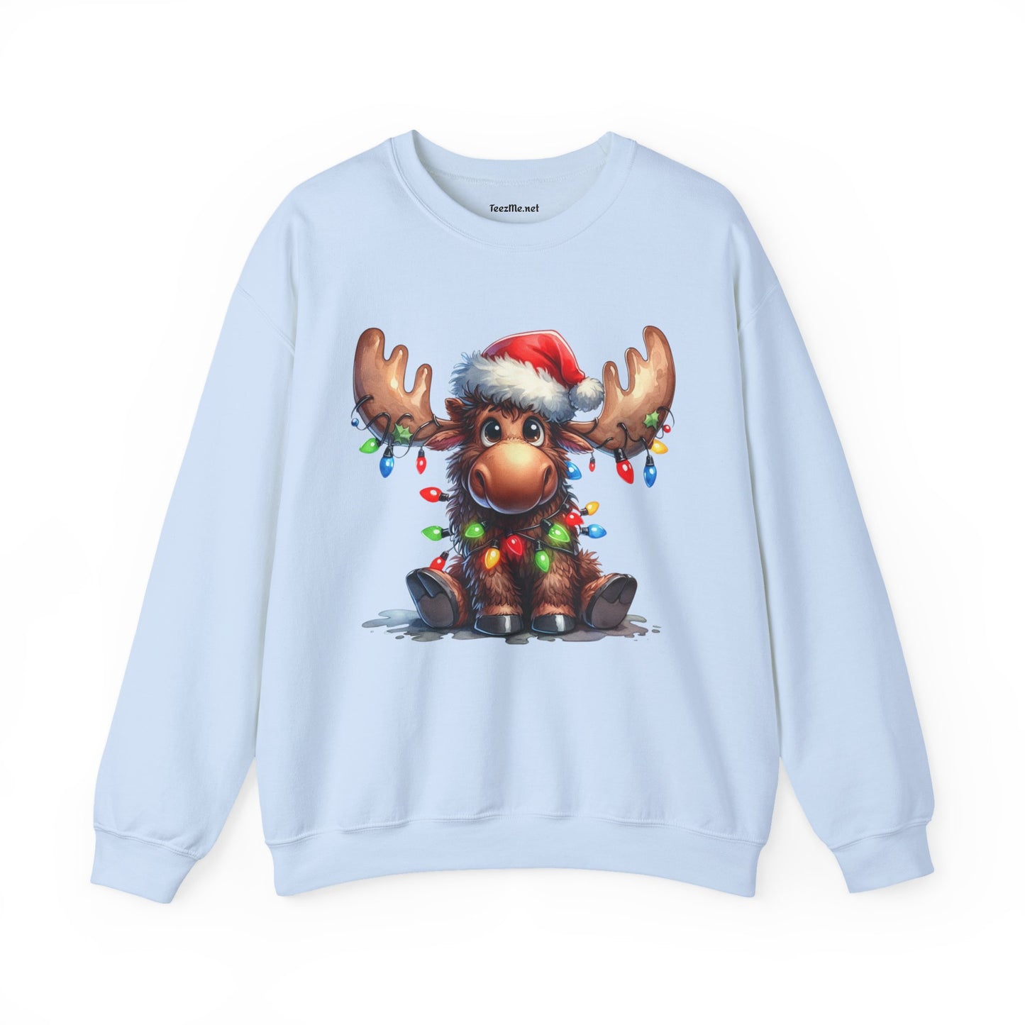 Adorable Christmas Moose Unisex Heavy Blend™ Crewneck Sweatshirt Graphic Seasonal