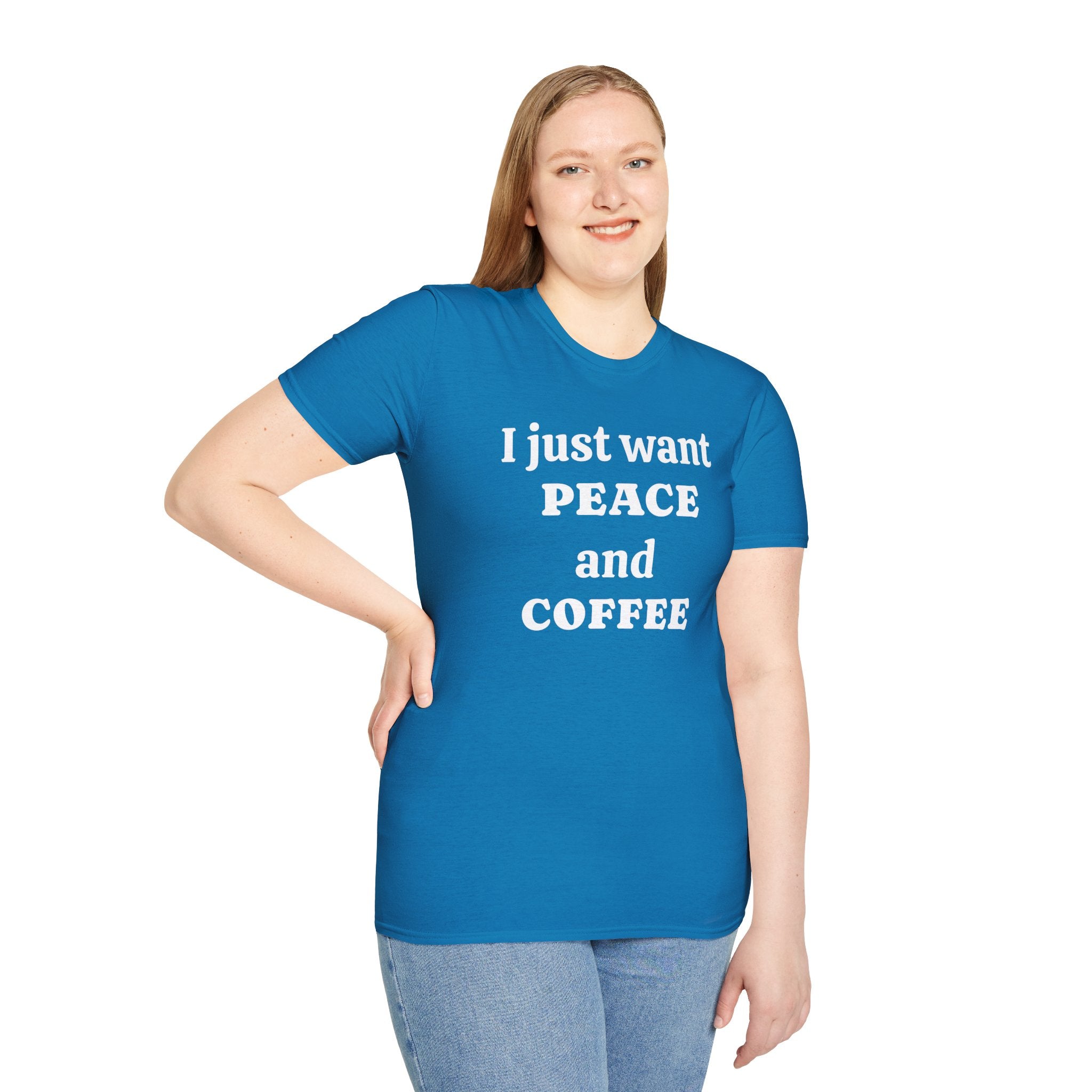 I just want PEACE and COFFEE - Unisex Softstyle T-Shirt 100% Cotton Graphic