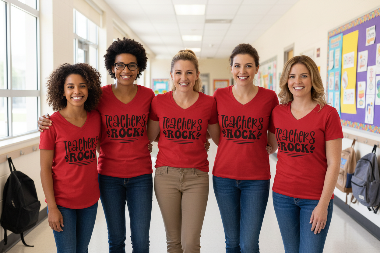 Teacher's Rock Unisex Jersey Short Sleeve V-Neck Tee