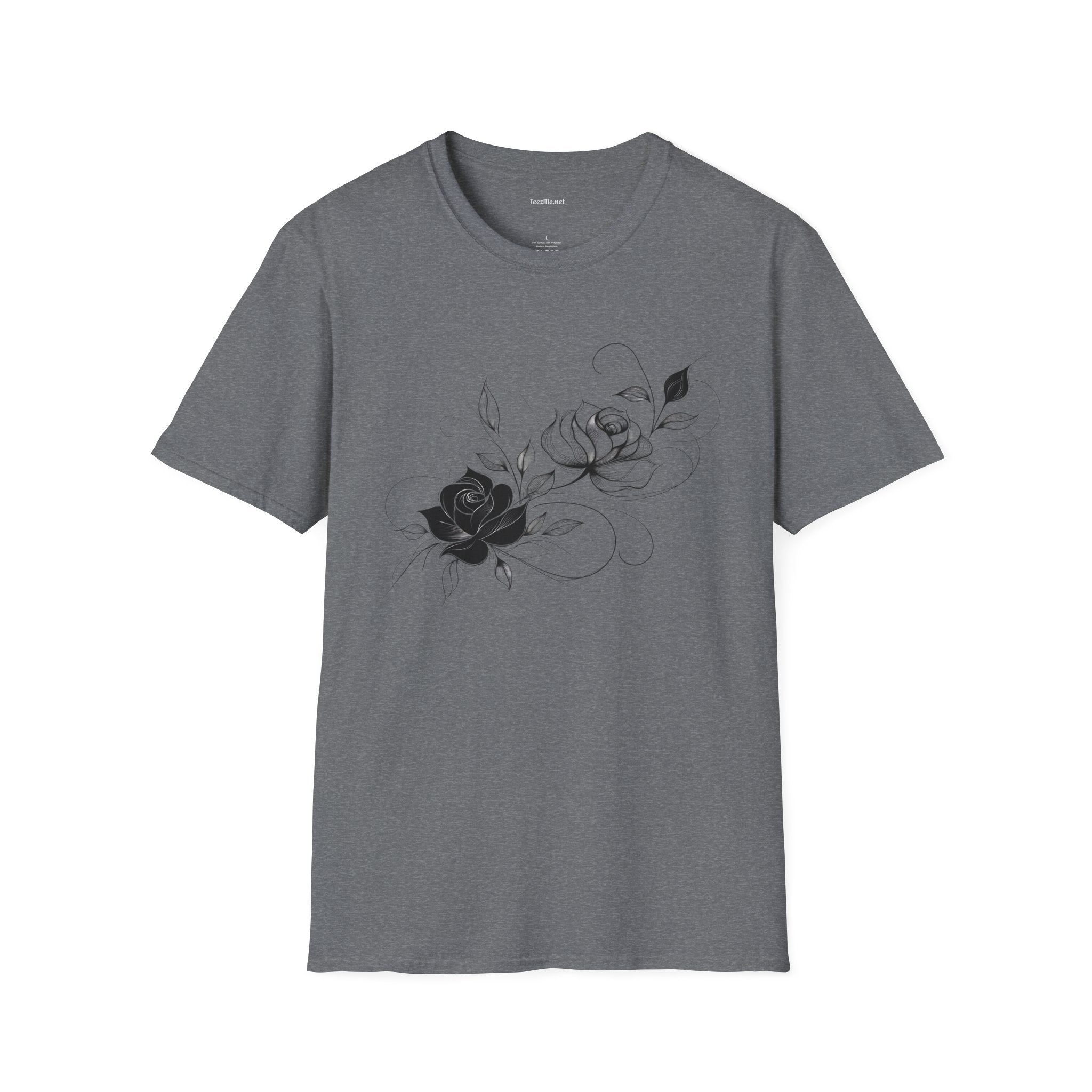 Black rose bouquet - Unisex Softstyle T-Shirt 100% Cotton Graphic
