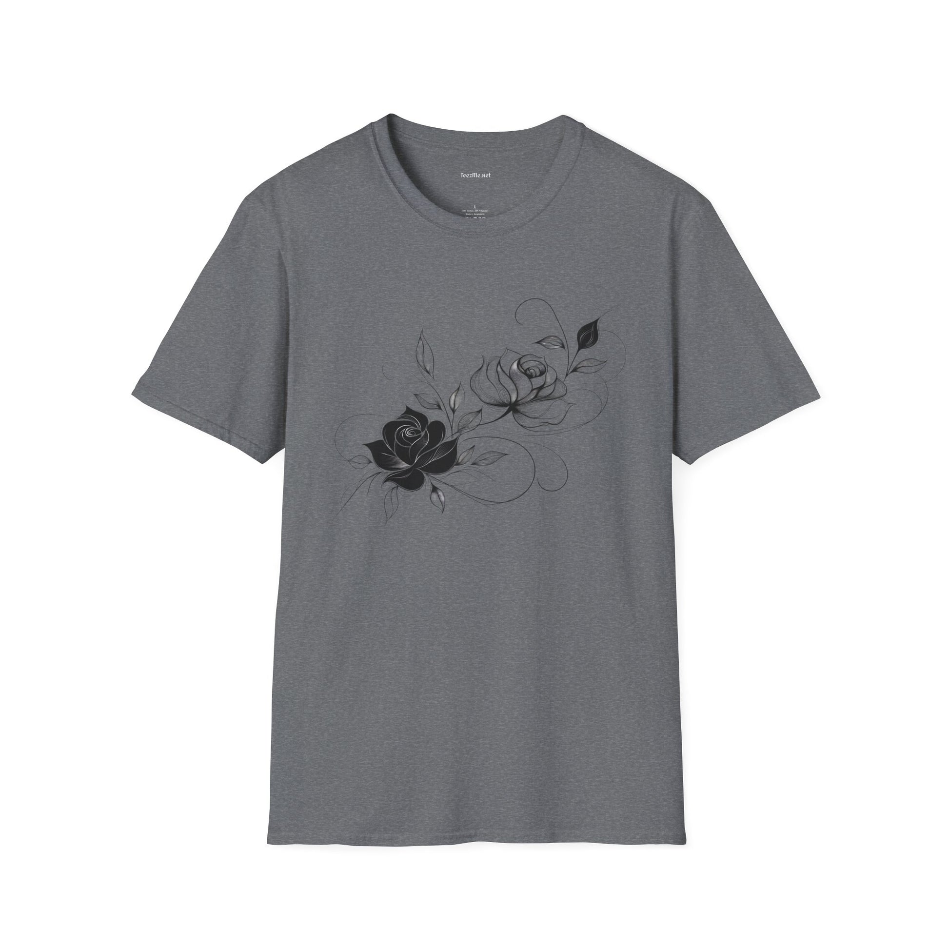 Black rose bouquet - Unisex Softstyle T-Shirt 100% Cotton Graphic