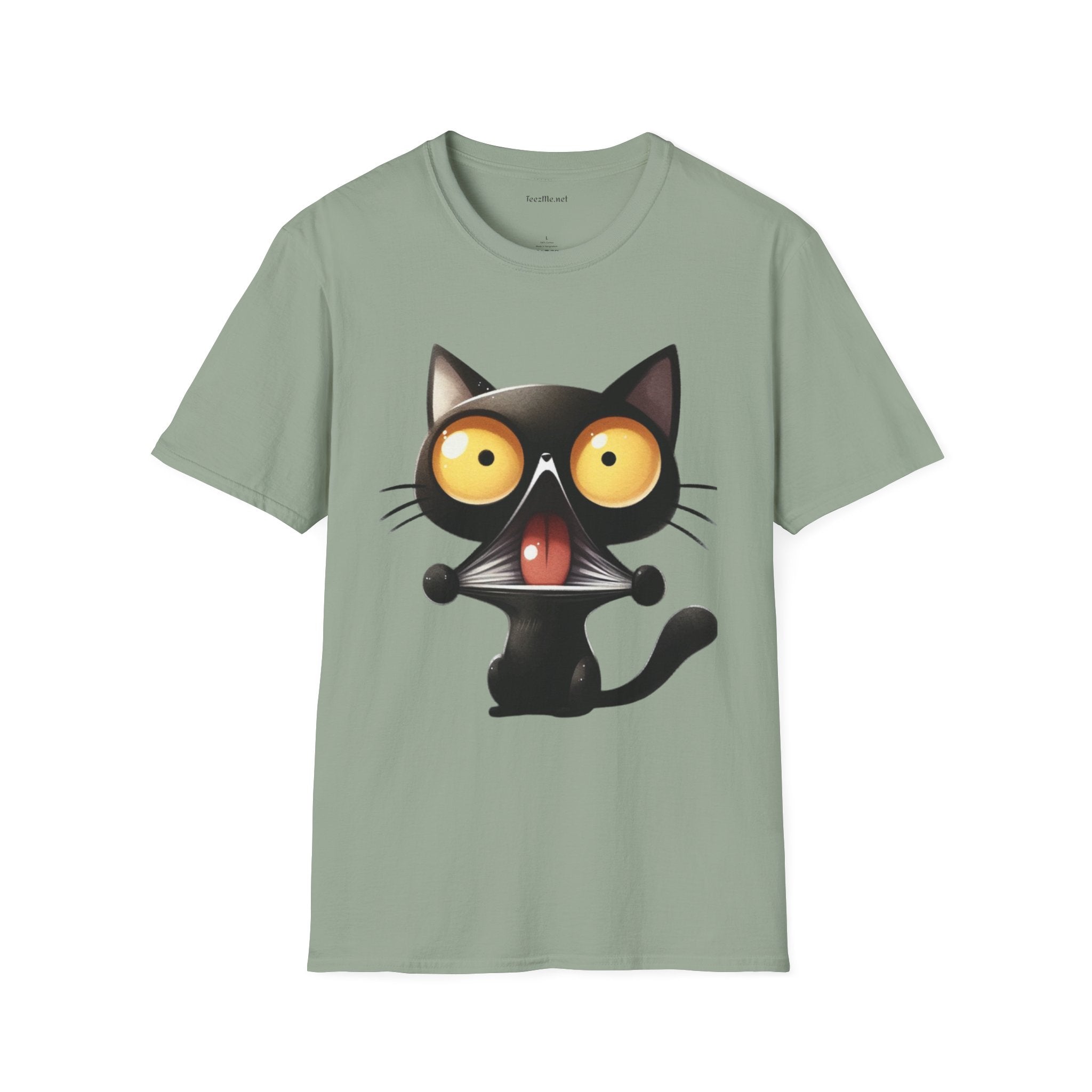 Crazy Cat 01 Unisex SoftStyle T-Shirt 100% Cotton Graphic
