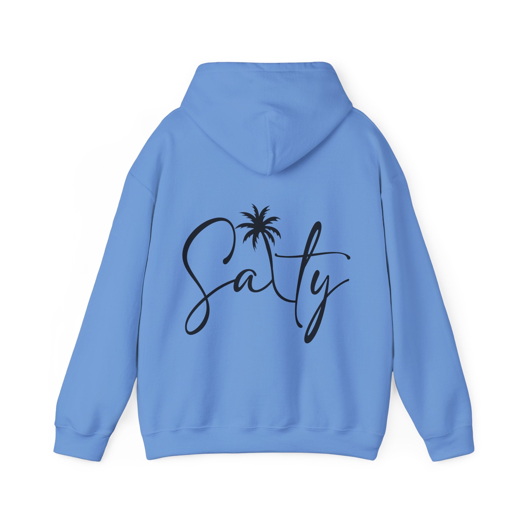Salty Palm Hoodie — Coastal Script Beach Sweatshirt