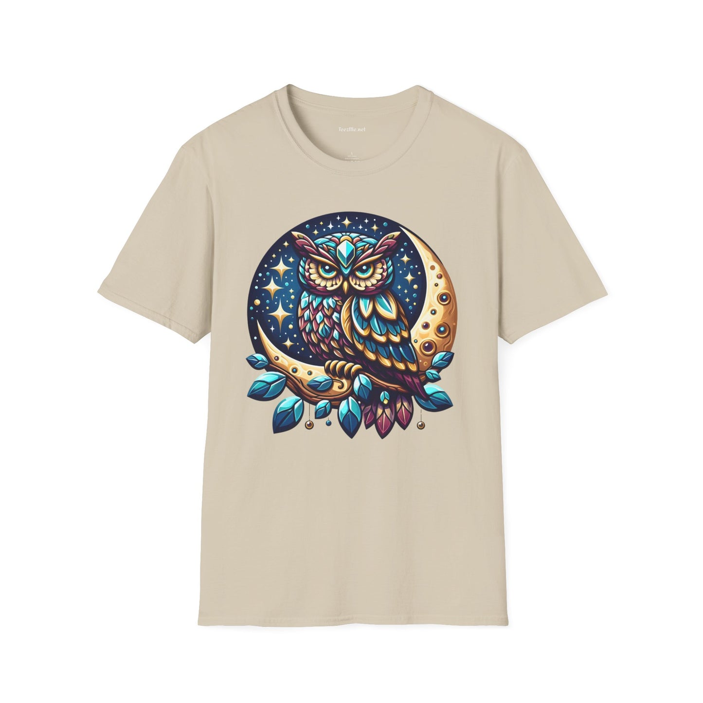 Jeweled Moon Owl Unisex Softstyle T-Shirt 100% Cotton